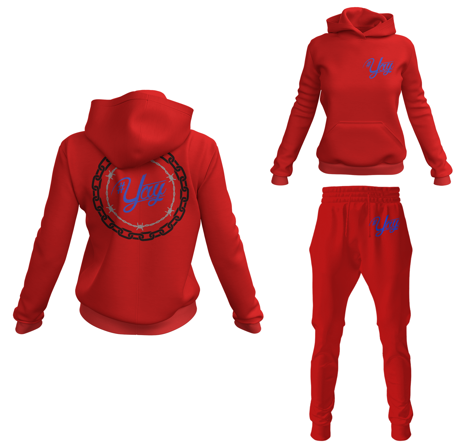 Women's Classic Chain and Barbed Yay Pullover Sweatsuits