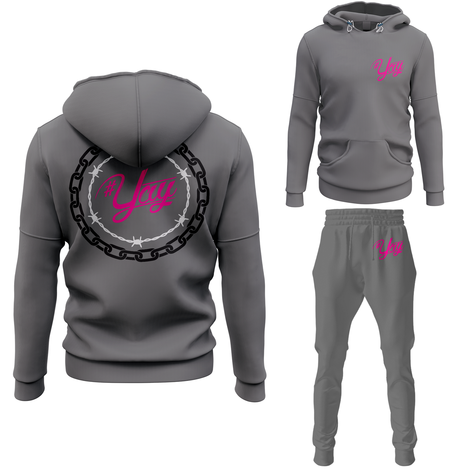 Chinx Men's Classic Chain and Barbed Yay Pullover Sweatsuits