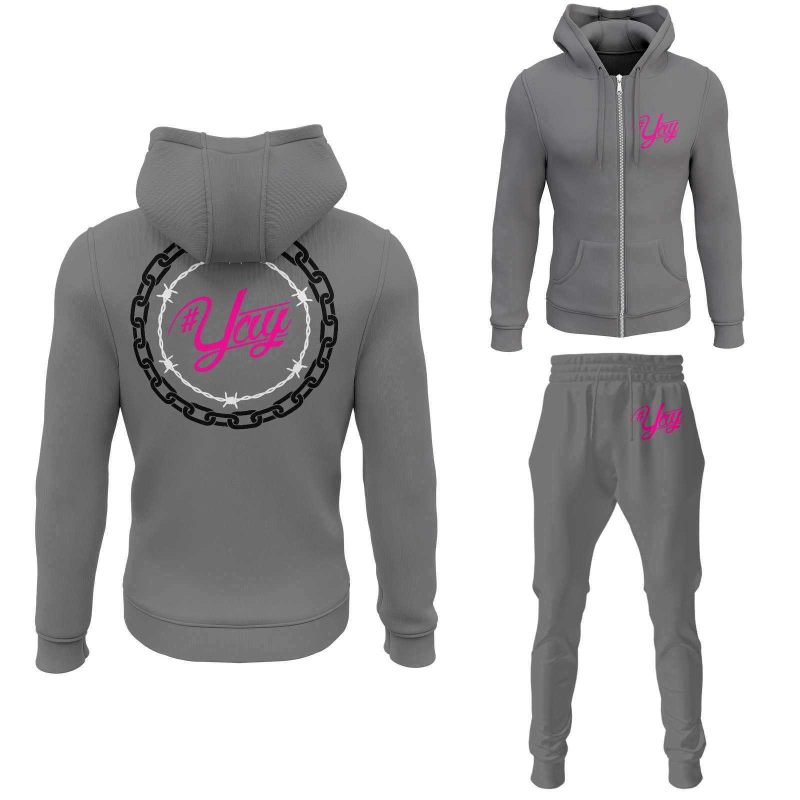 Chinx Men's Classic Chain and Barbed Yay Zipped Sweatsuits
