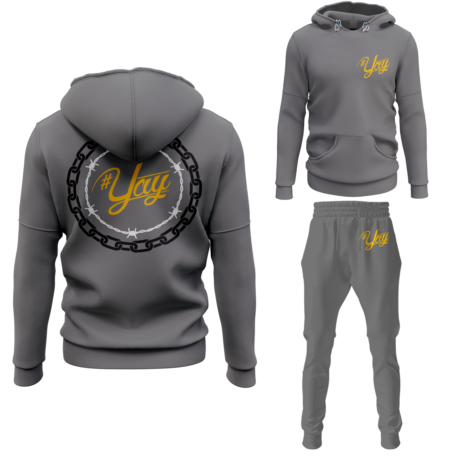 Chinx Men's Classic Chain and Barbed Yay Pullover Sweatsuits