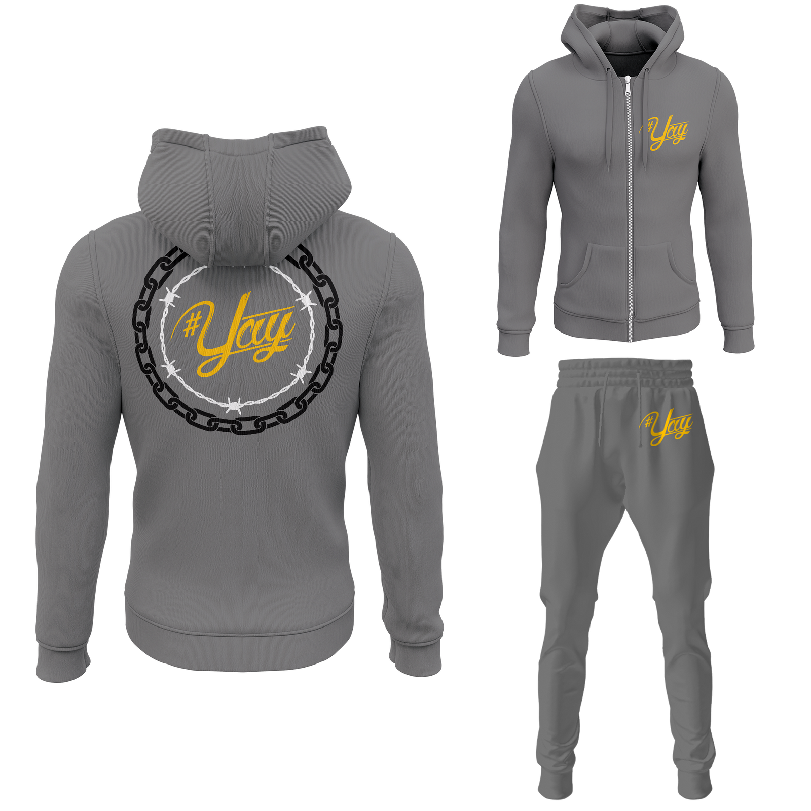 Chinx Men's Classic Chain and Barbed Yay Zipped Sweatsuits