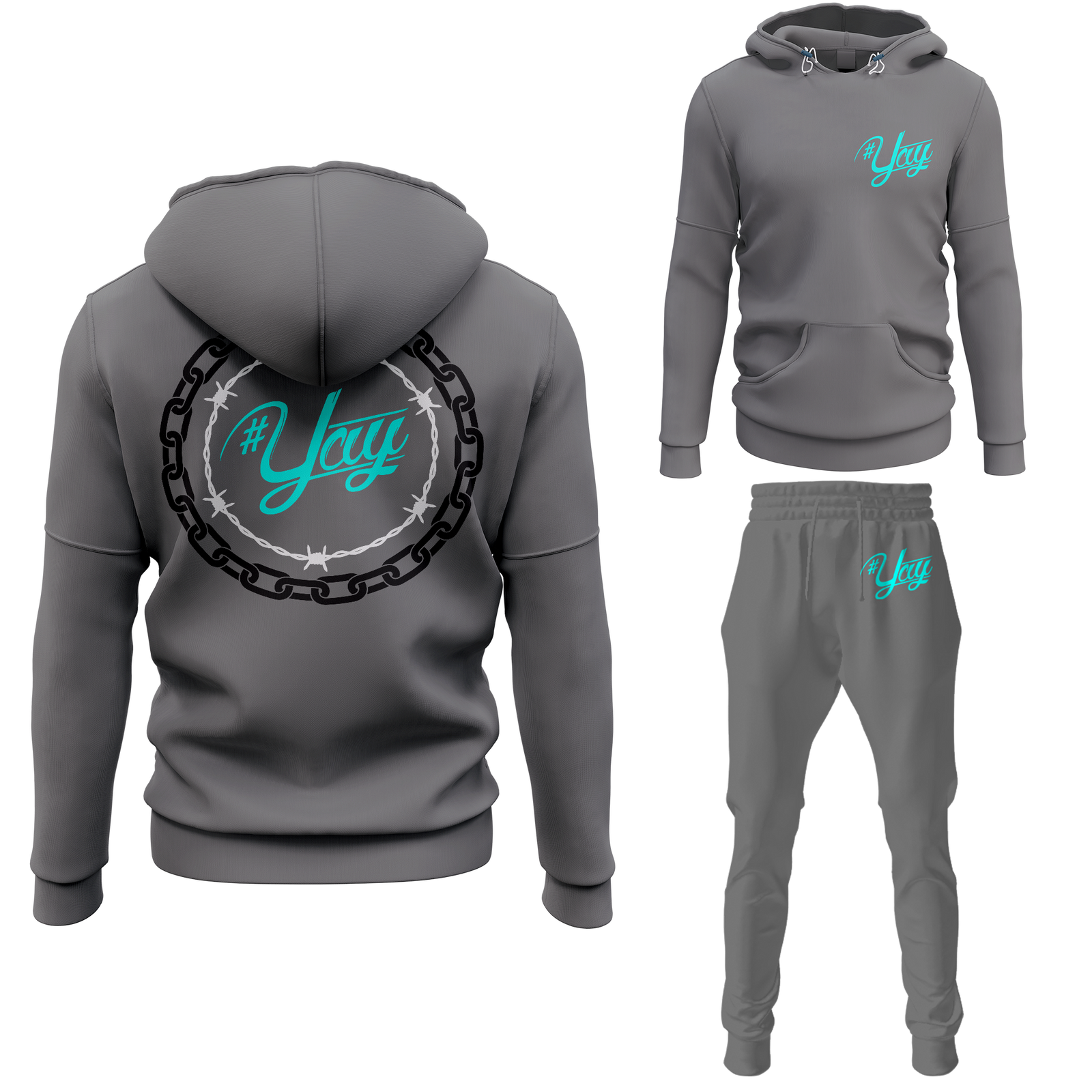 Chinx Men's Classic Chain and Barbed Yay Pullover Sweatsuits