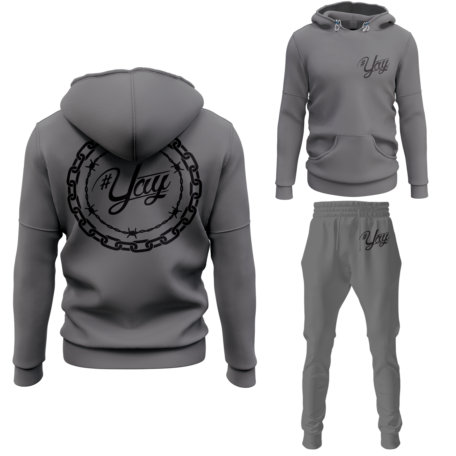 Chinx Men's Classic Chain and Barbed Yay Pullover Sweatsuits