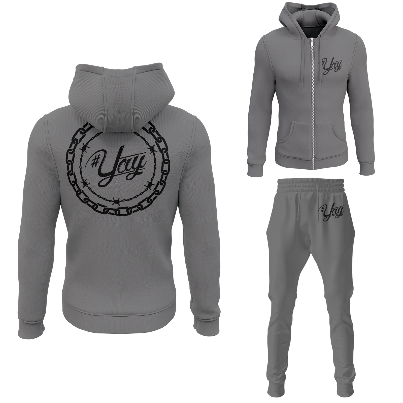 Chinx Men's Classic Chain and Barbed Yay Zipped Sweatsuits