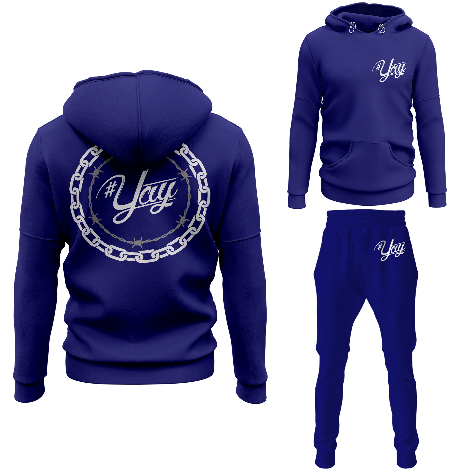 Chinx Men's Classic Chain and Barbed Yay Pullover Sweatsuits