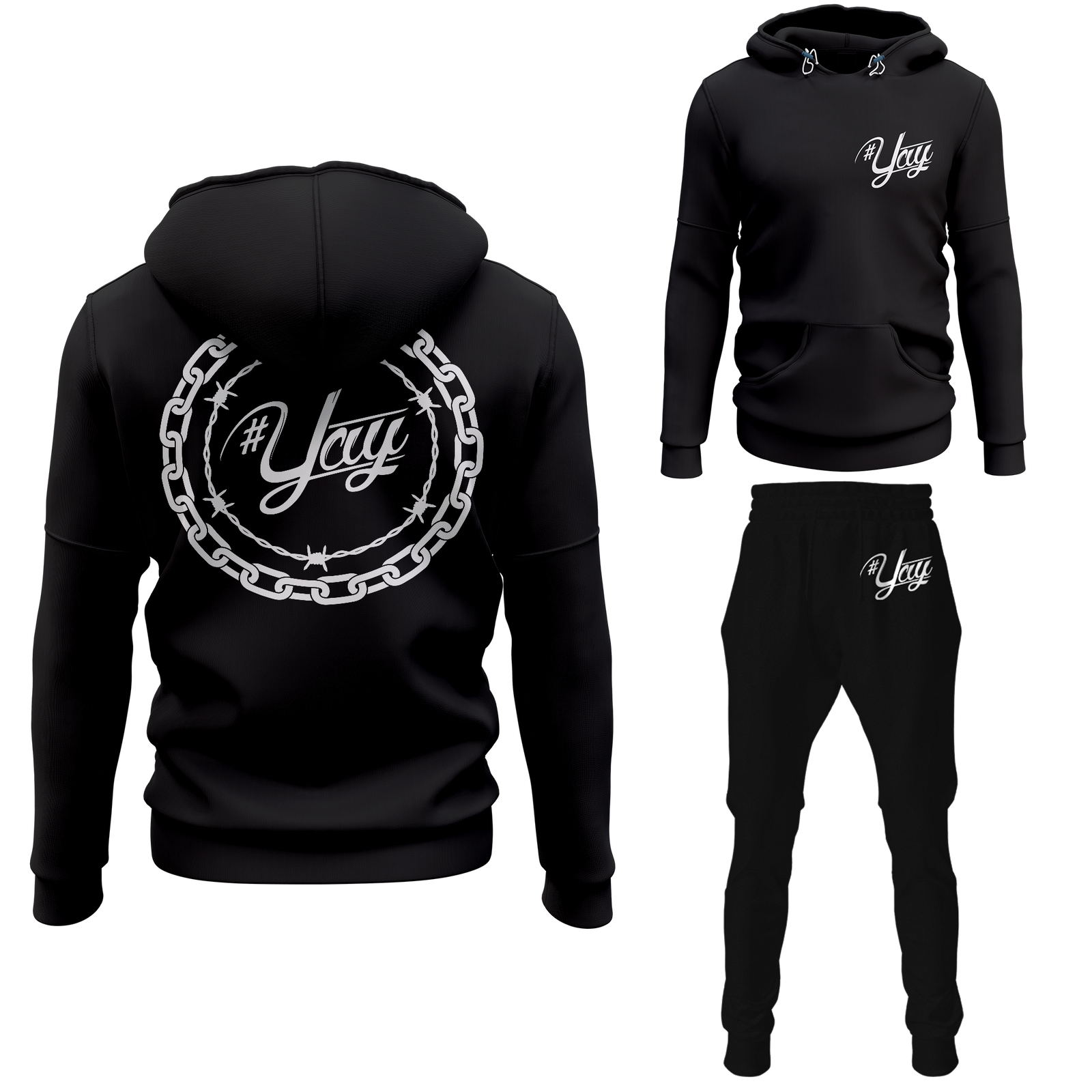 Chinx Men's Classic Chain and Barbed Yay Pullover Sweatsuits