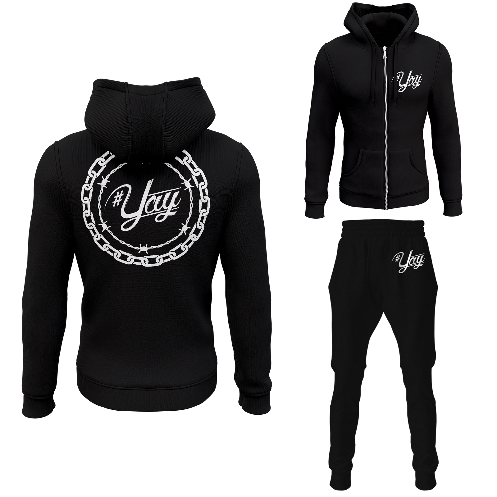 Chinx Men's Classic Chain and Barbed Yay Zipped Sweatsuits