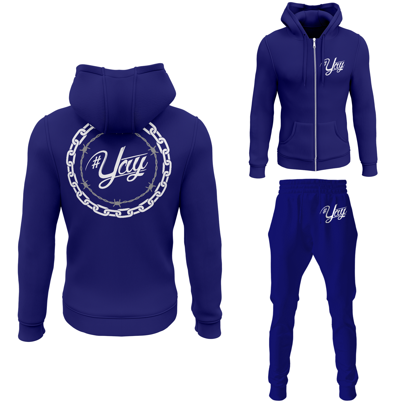 Chinx Men's Classic Chain and Barbed Yay Zipped Sweatsuits