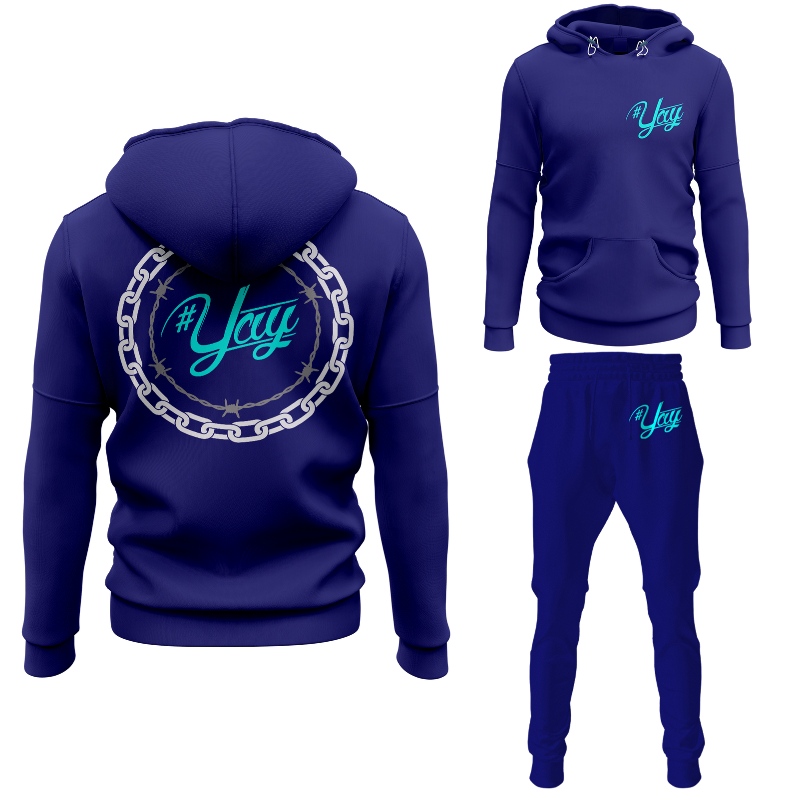 Chinx Men's Classic Chain and Barbed Yay Pullover Sweatsuits