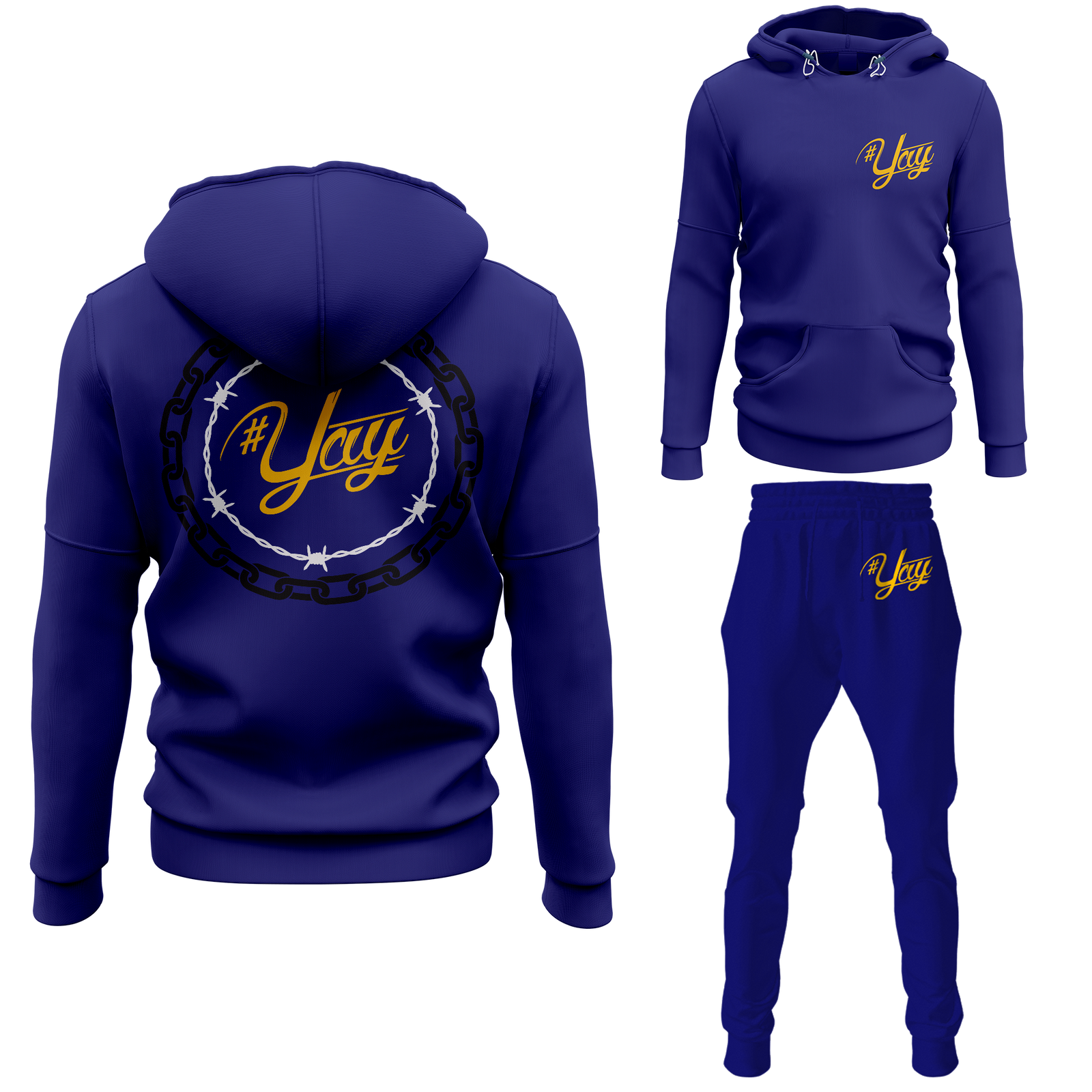 Chinx Men's Classic Chain and Barbed Yay Pullover Sweatsuits