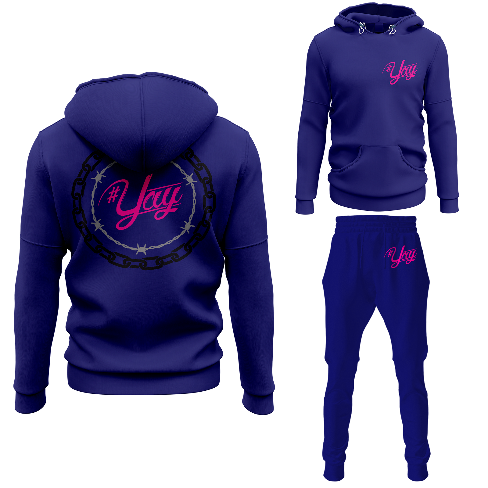 Chinx Men's Classic Chain and Barbed Yay Pullover Sweatsuits