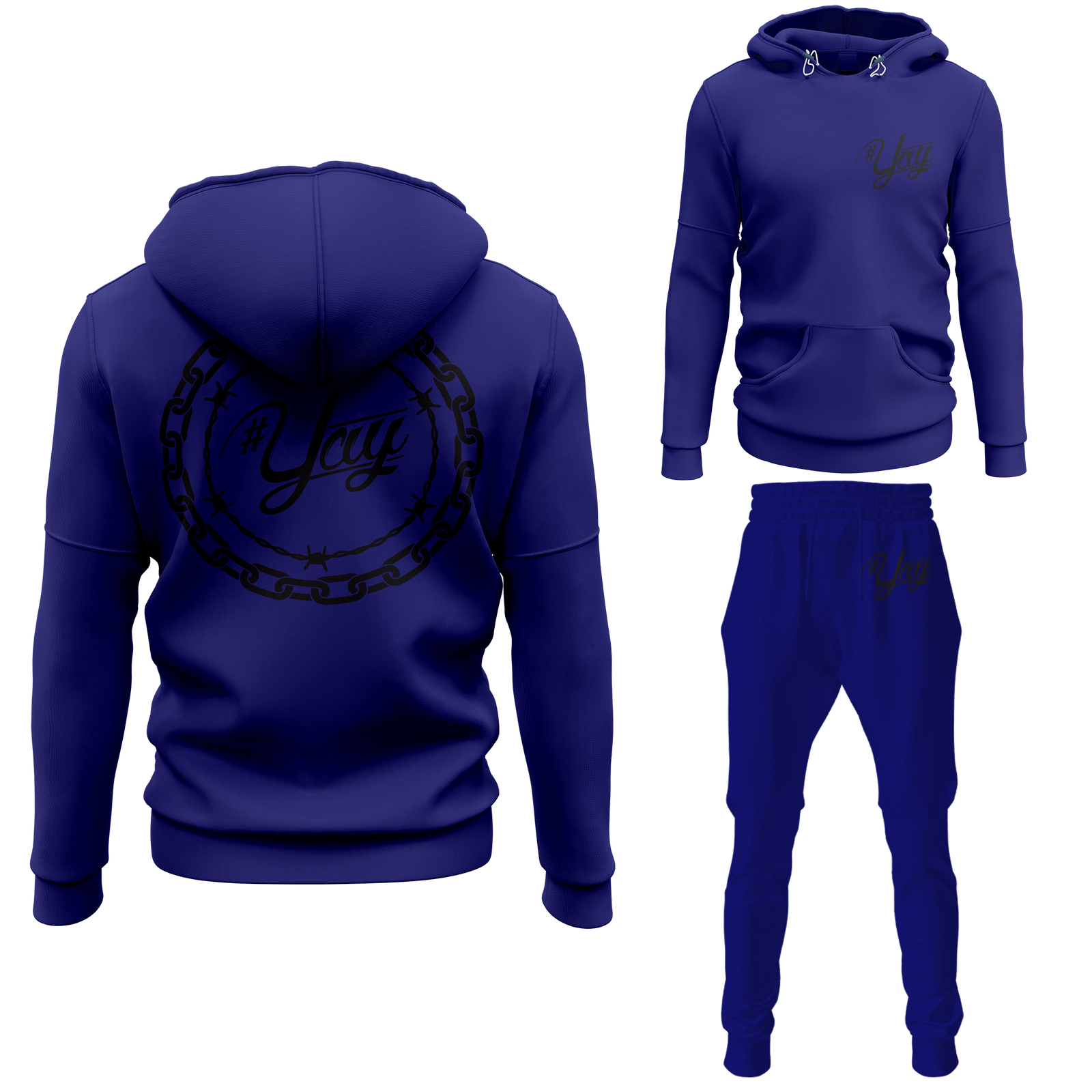 Chinx Men's Classic Chain and Barbed Yay Pullover Sweatsuits