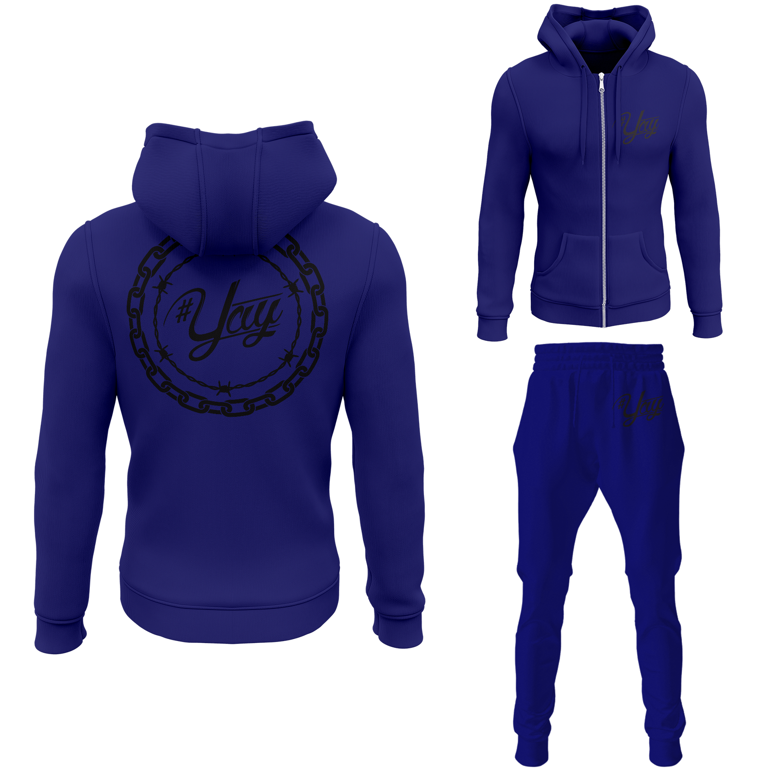 Chinx Men's Classic Chain and Barbed Yay Zipped Sweatsuits