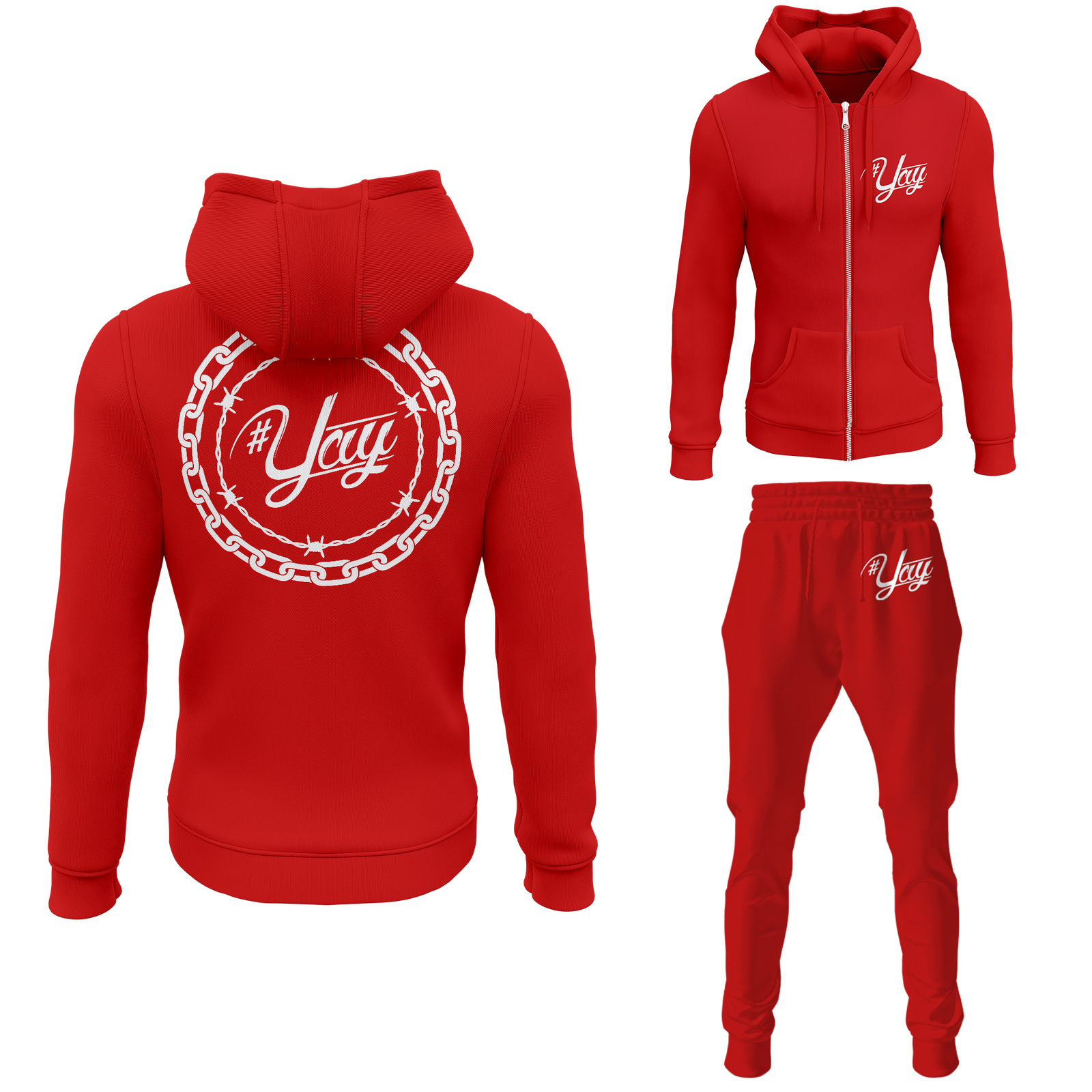 Chinx Men's Classic Chain and Barbed Yay Zipped Sweatsuits