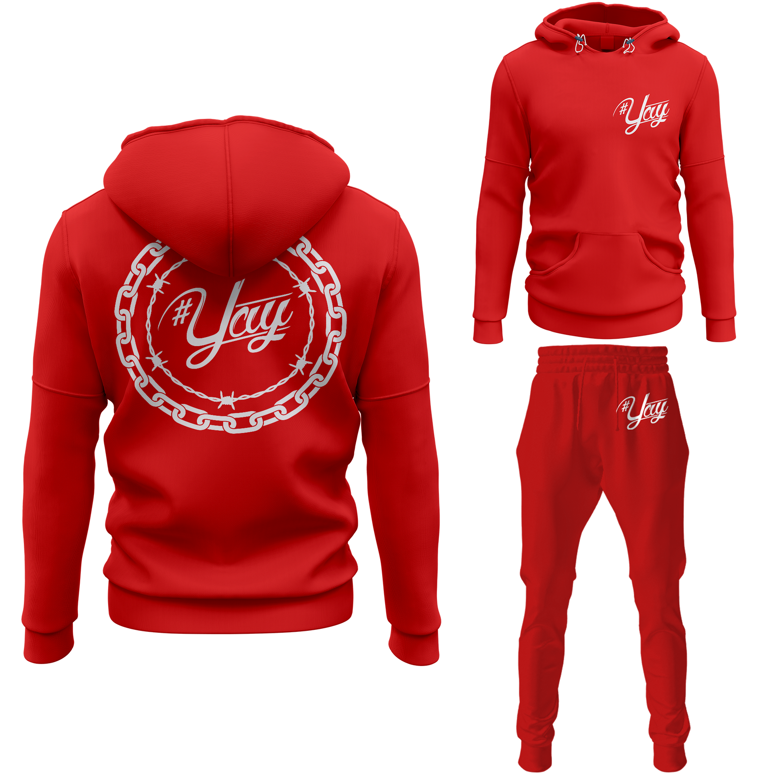 Chinx Men's Classic Chain and Barbed Yay Pullover Sweatsuits