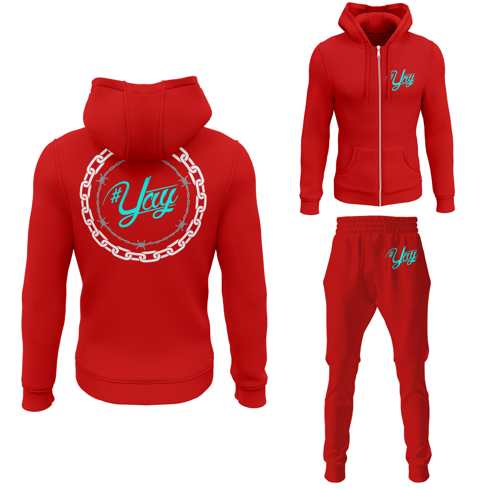 Chinx Men's Classic Chain and Barbed Yay Zipped Sweatsuits