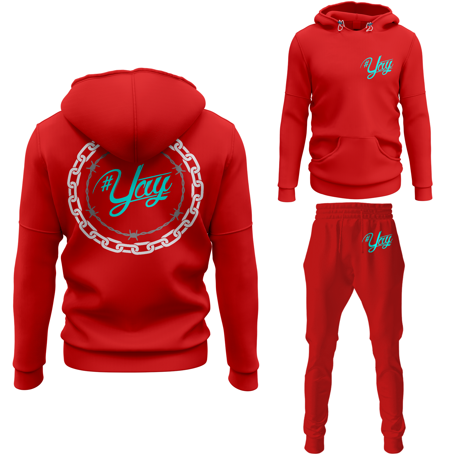 Chinx Men's Classic Chain and Barbed Yay Pullover Sweatsuits
