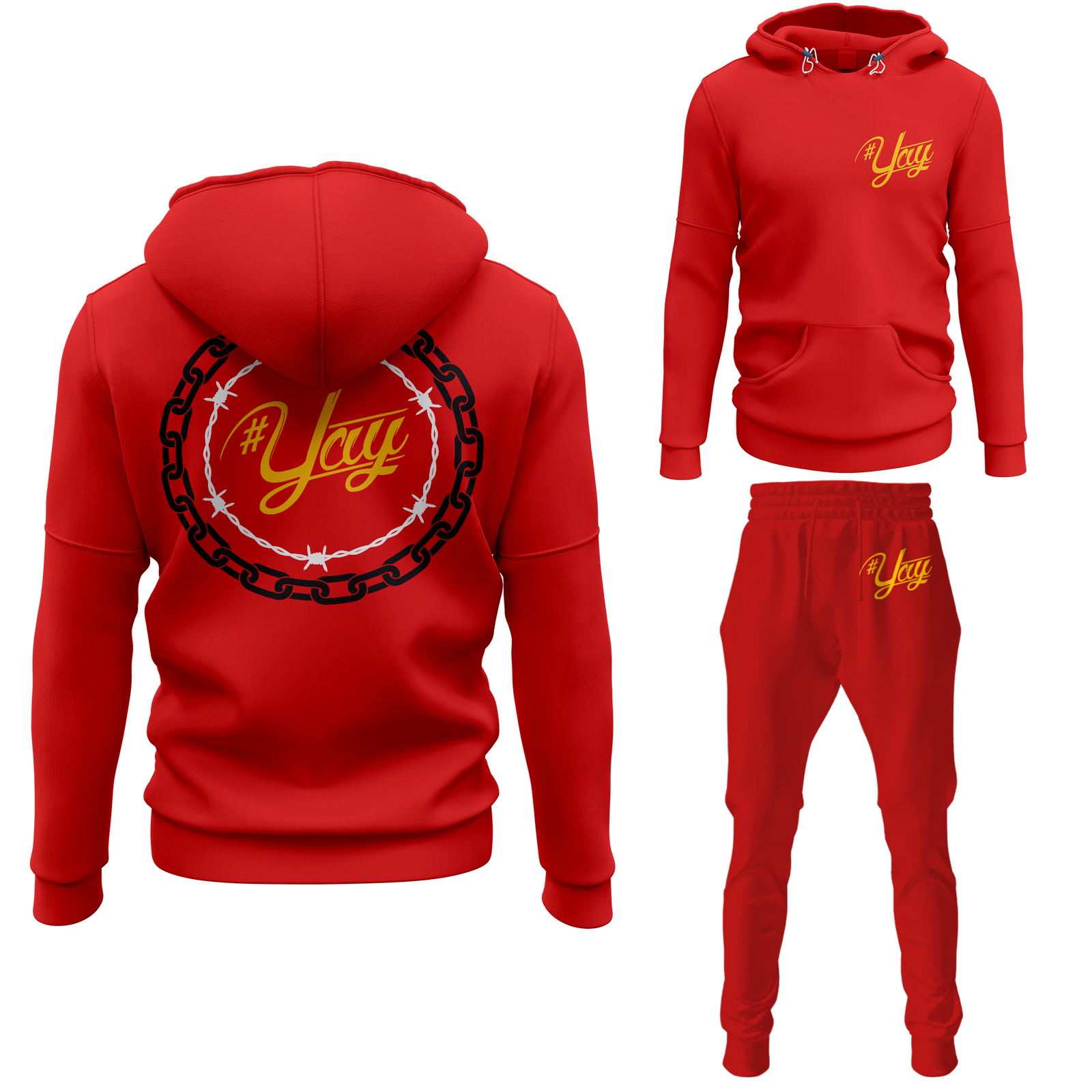 Chinx Men's Classic Chain and Barbed Yay Pullover Sweatsuits