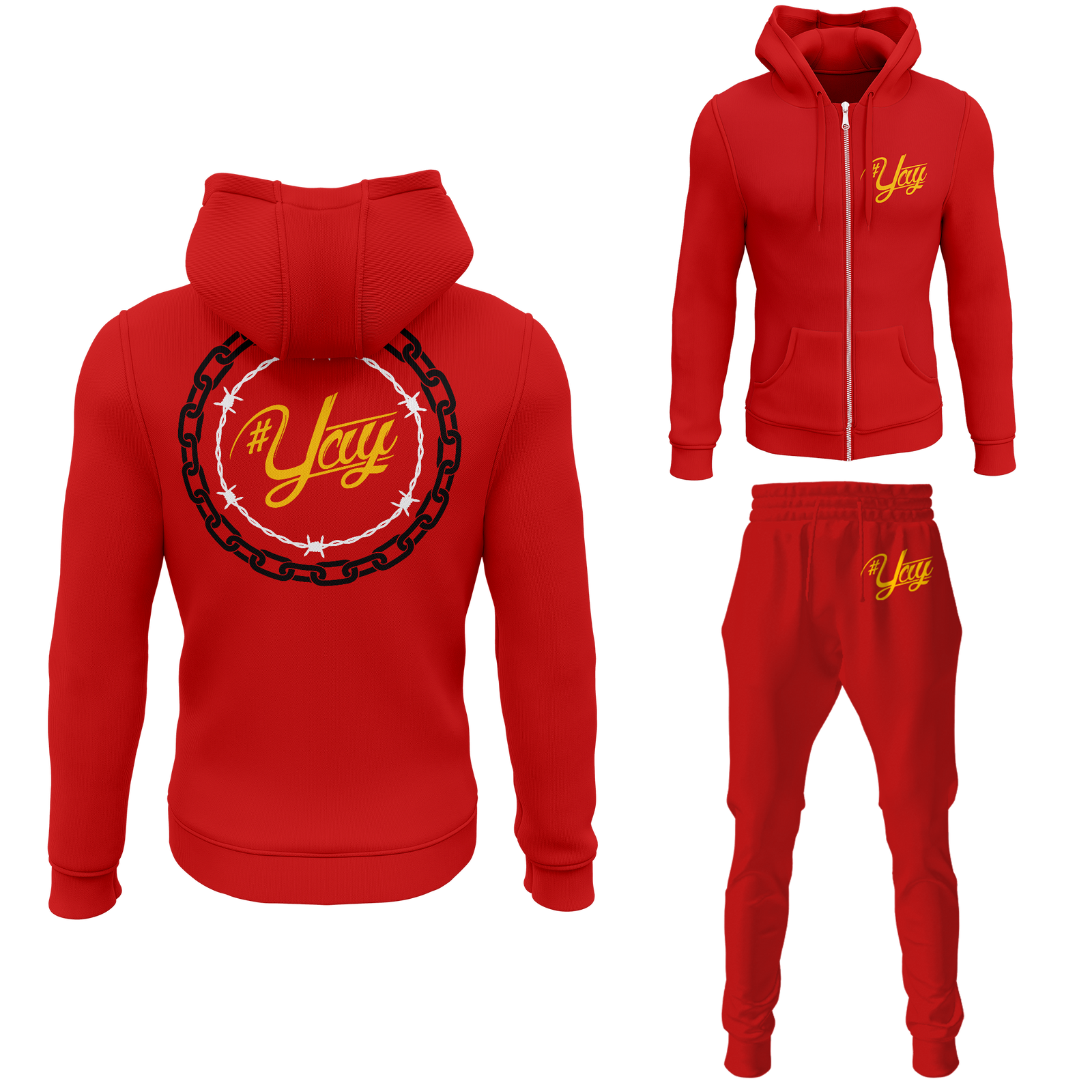 Chinx Men's Classic Chain and Barbed Yay Zipped Sweatsuits