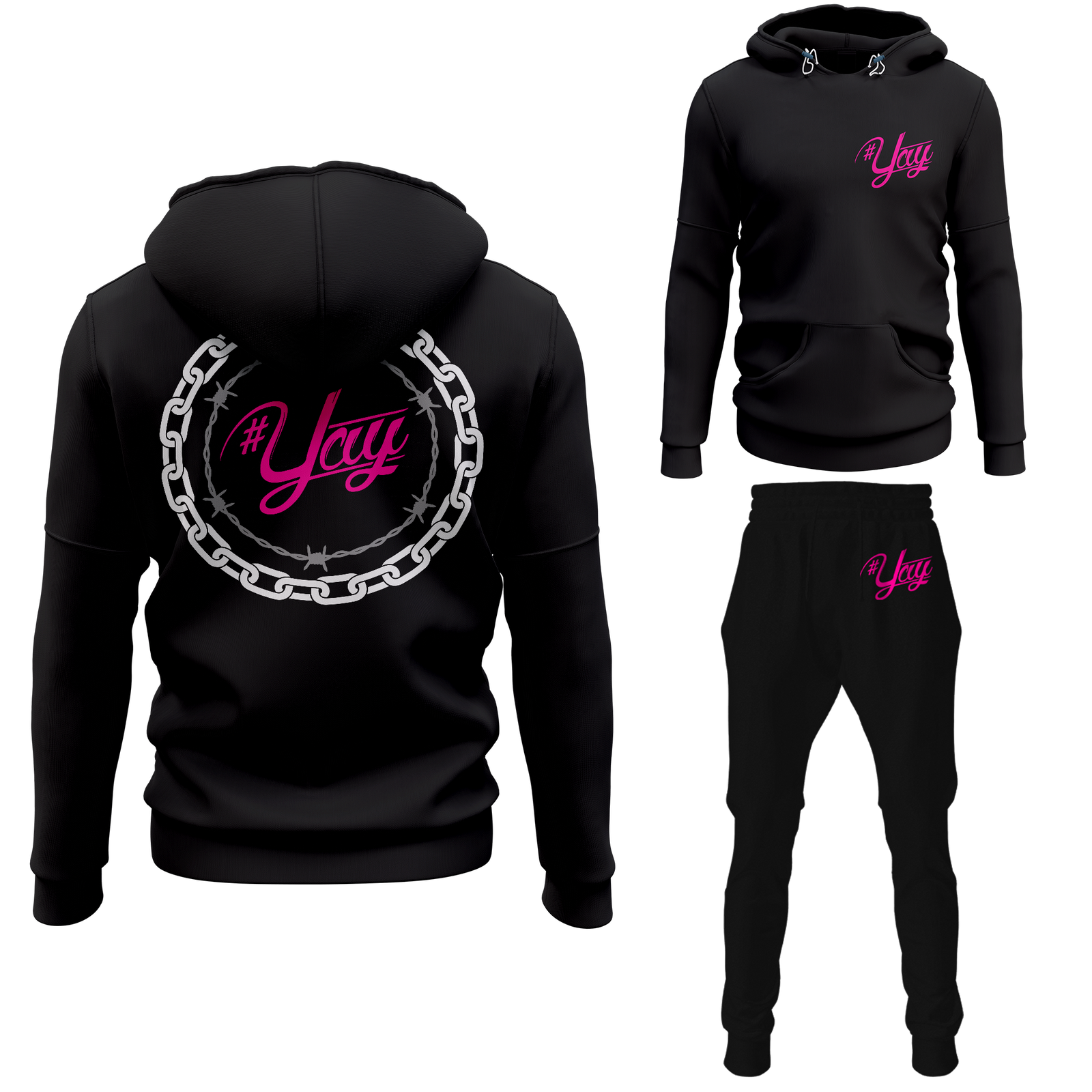 Chinx Men's Classic Chain and Barbed Yay Pullover Sweatsuits