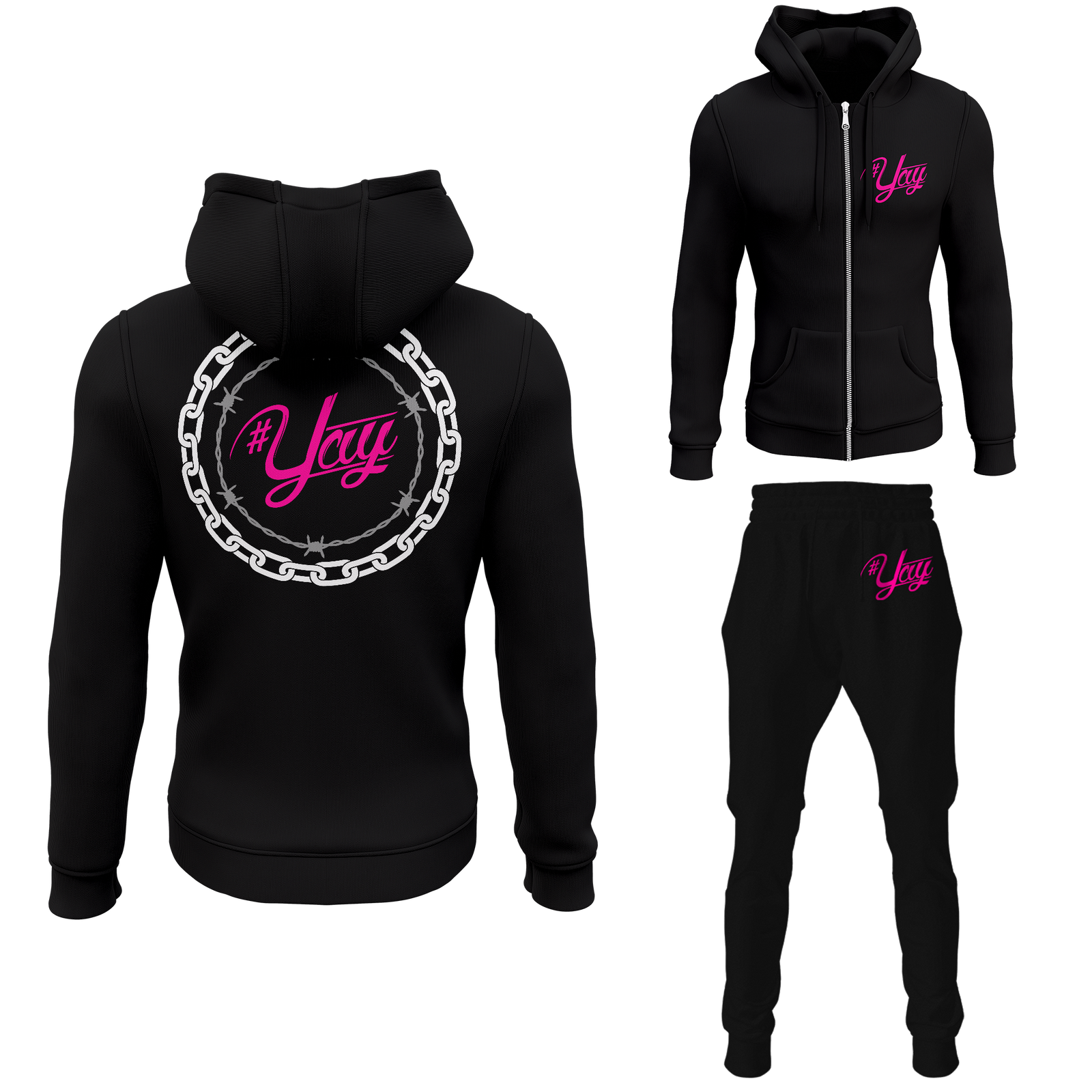 Chinx Men's Classic Chain and Barbed Yay Zipped Sweatsuits