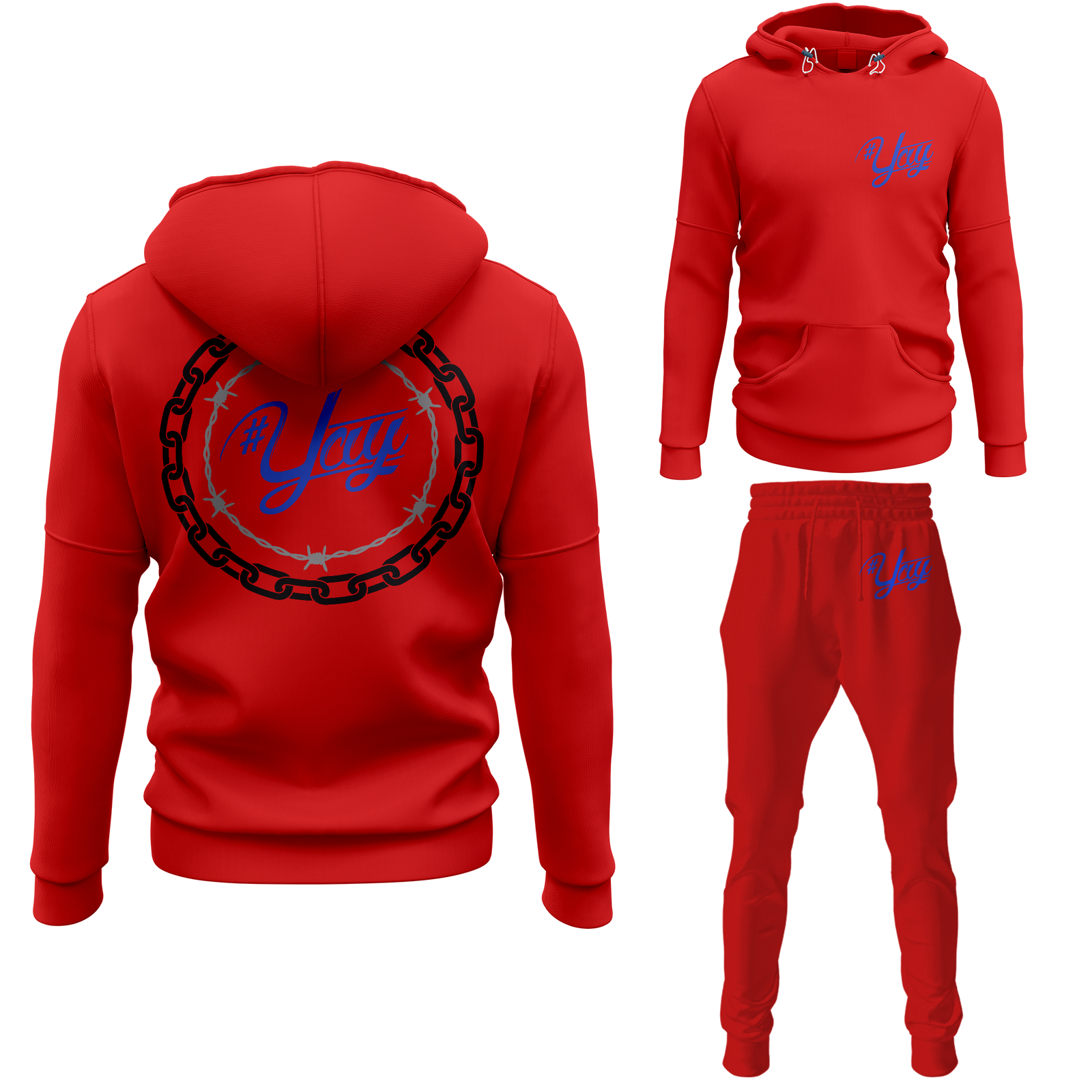 Chinx Men's Classic Chain and Barbed Yay Pullover Sweatsuits