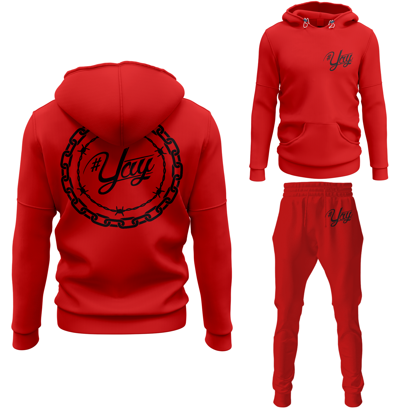 Chinx Men's Classic Chain and Barbed Yay Pullover Sweatsuits
