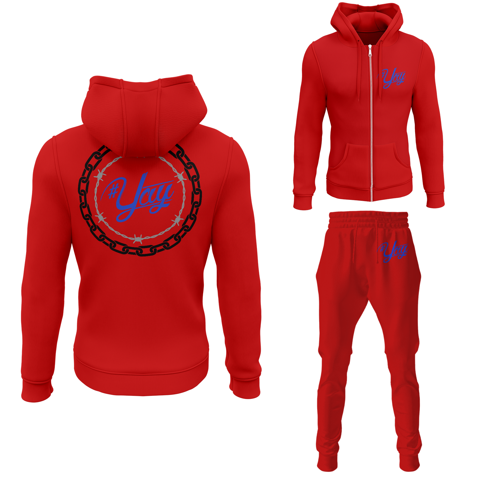 Chinx Men's Classic Chain and Barbed Yay Zipped Sweatsuits