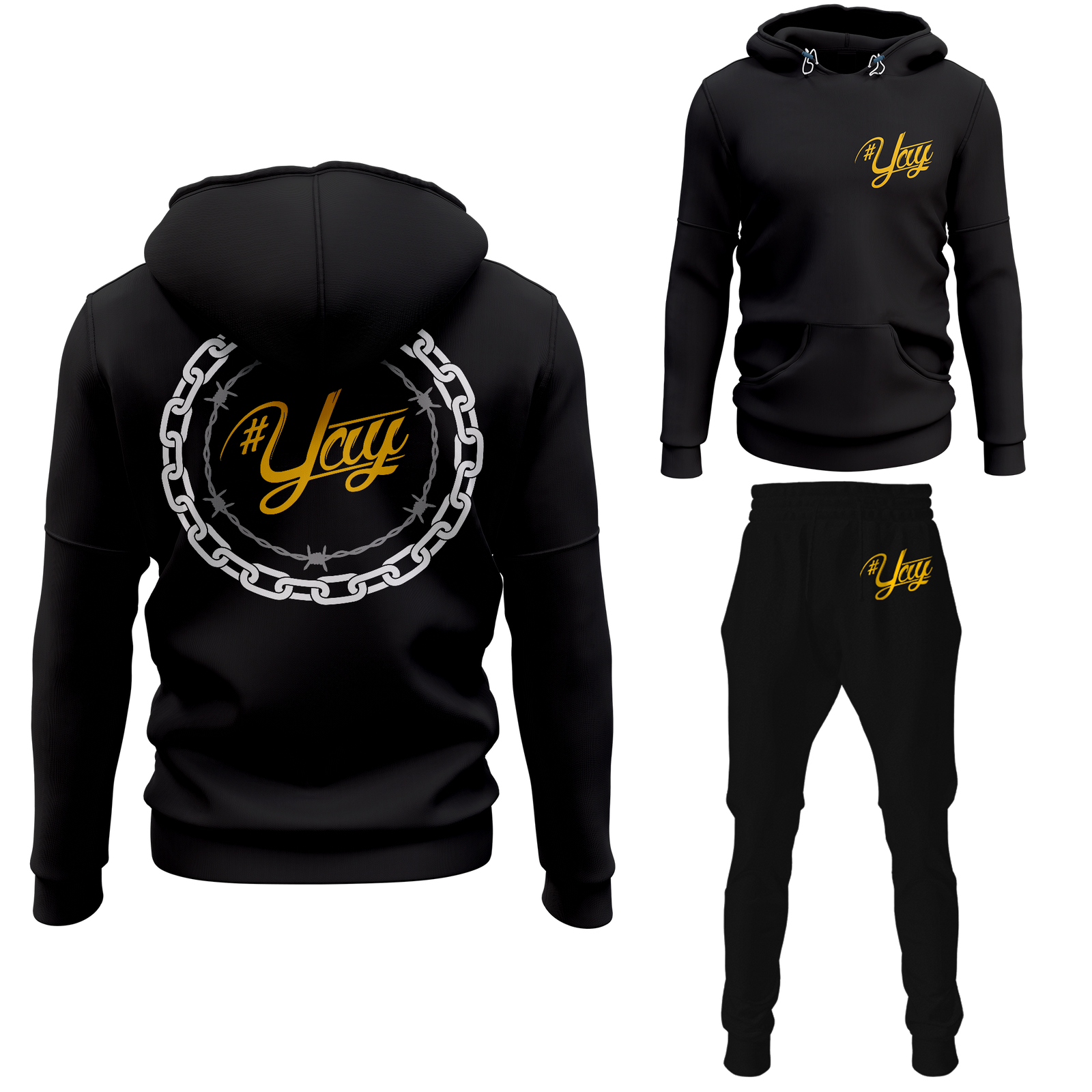 Chinx Men's Classic Chain and Barbed Yay Pullover Sweatsuits