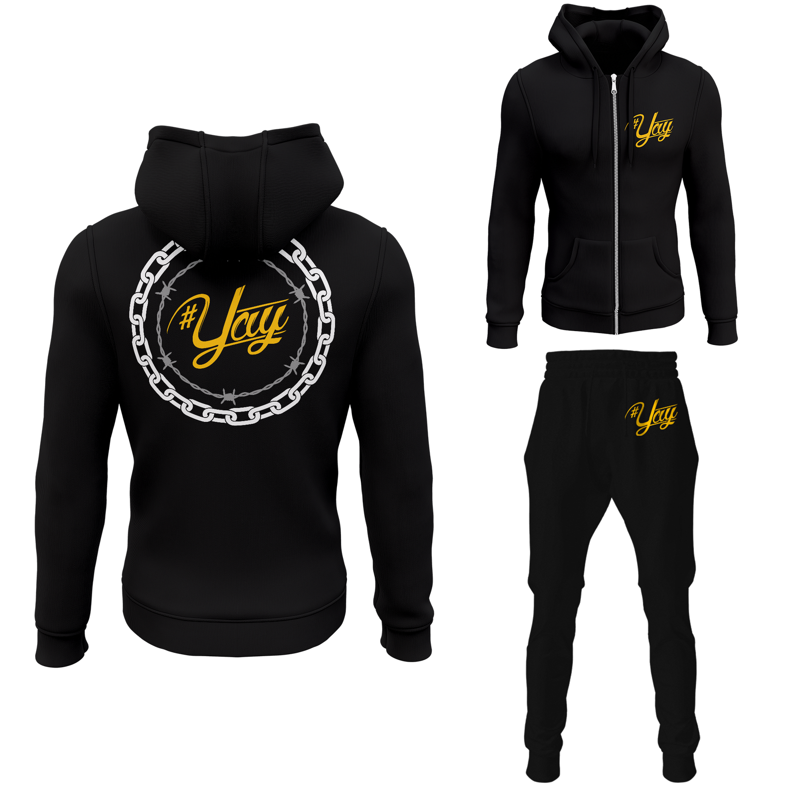 Chinx Men's Classic Chain and Barbed Yay Zipped Sweatsuits