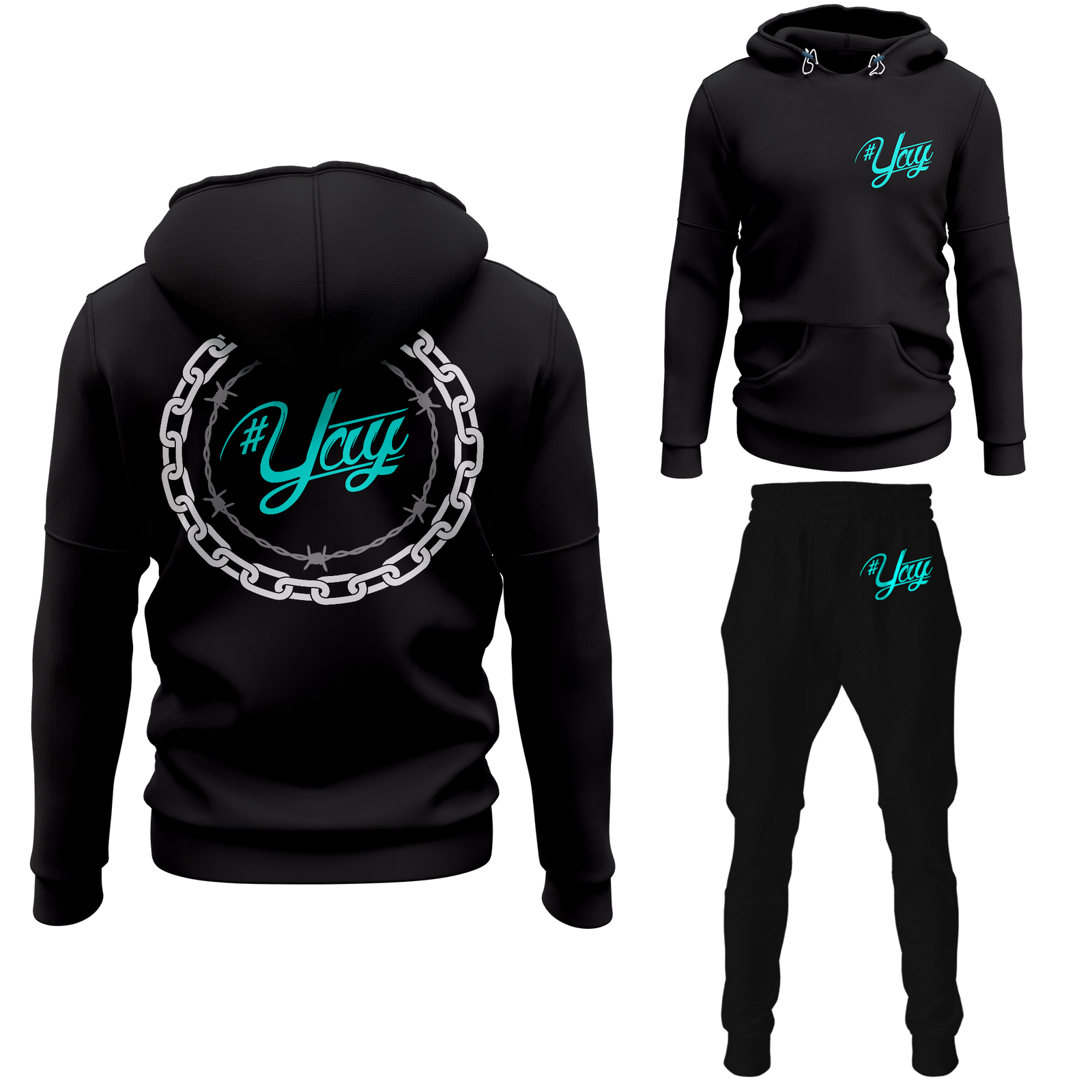 Chinx Men's Classic Chain and Barbed Yay Pullover Sweatsuits