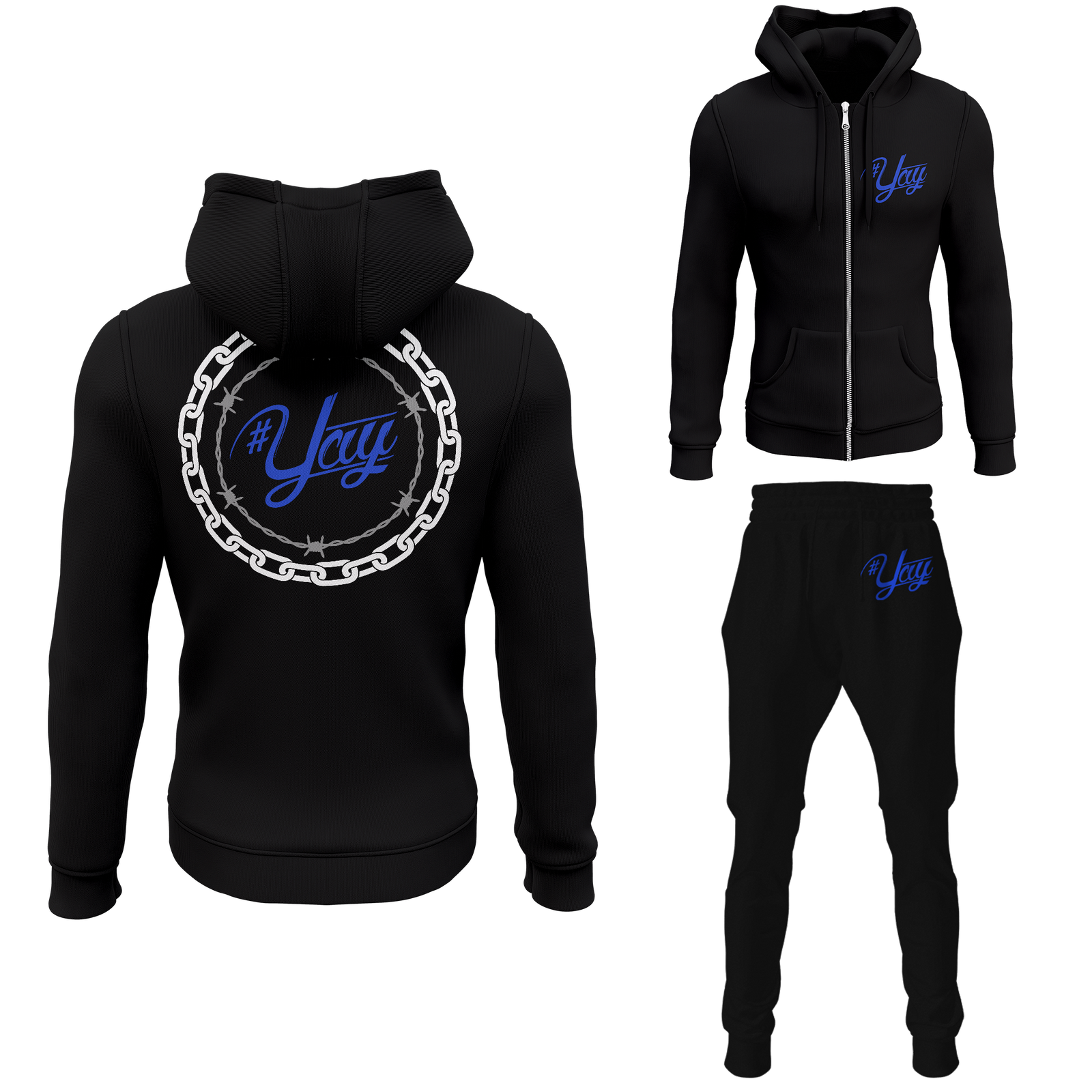 Chinx Men's Classic Chain and Barbed Yay Zipped Sweatsuits