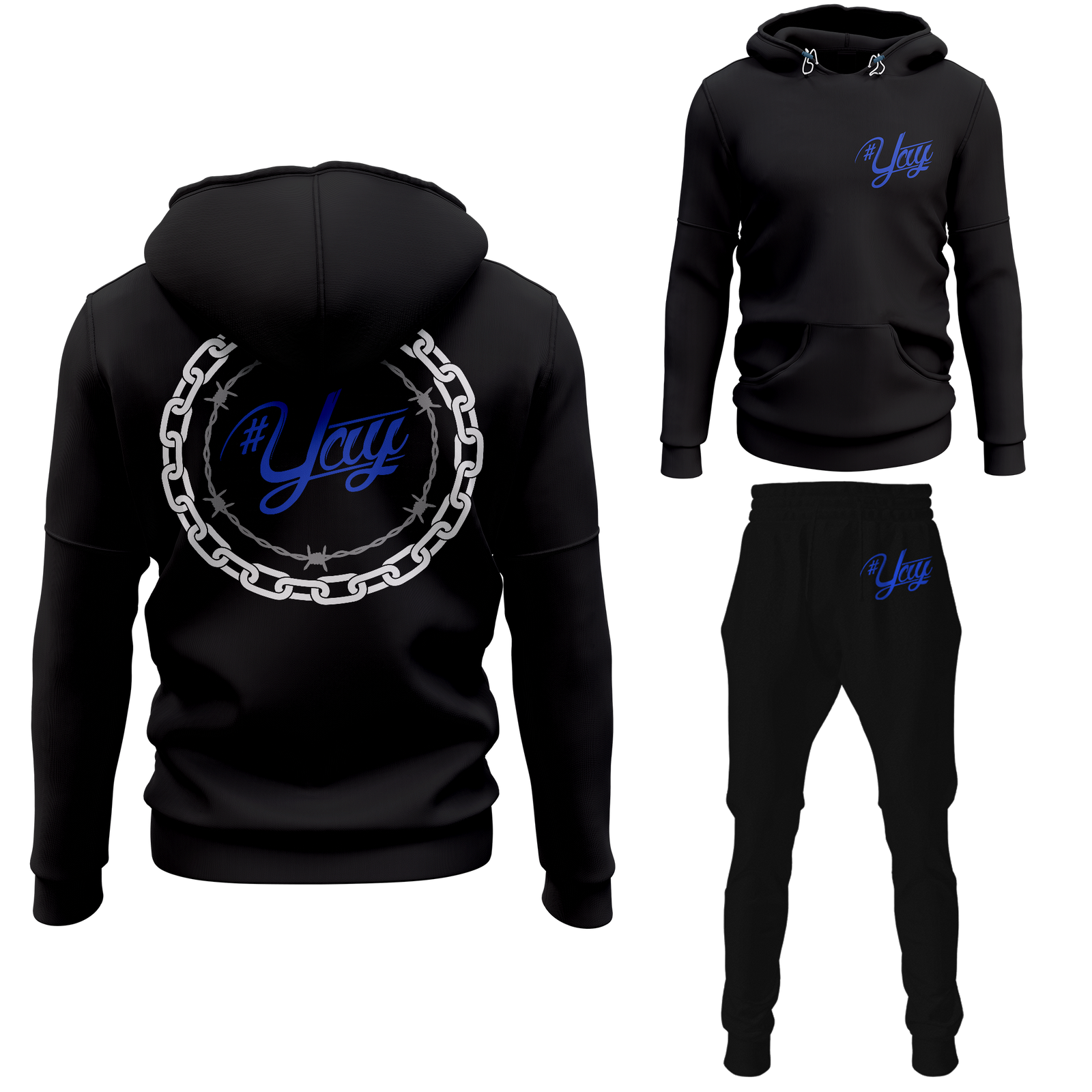 Chinx Men's Classic Chain and Barbed Yay Pullover Sweatsuits