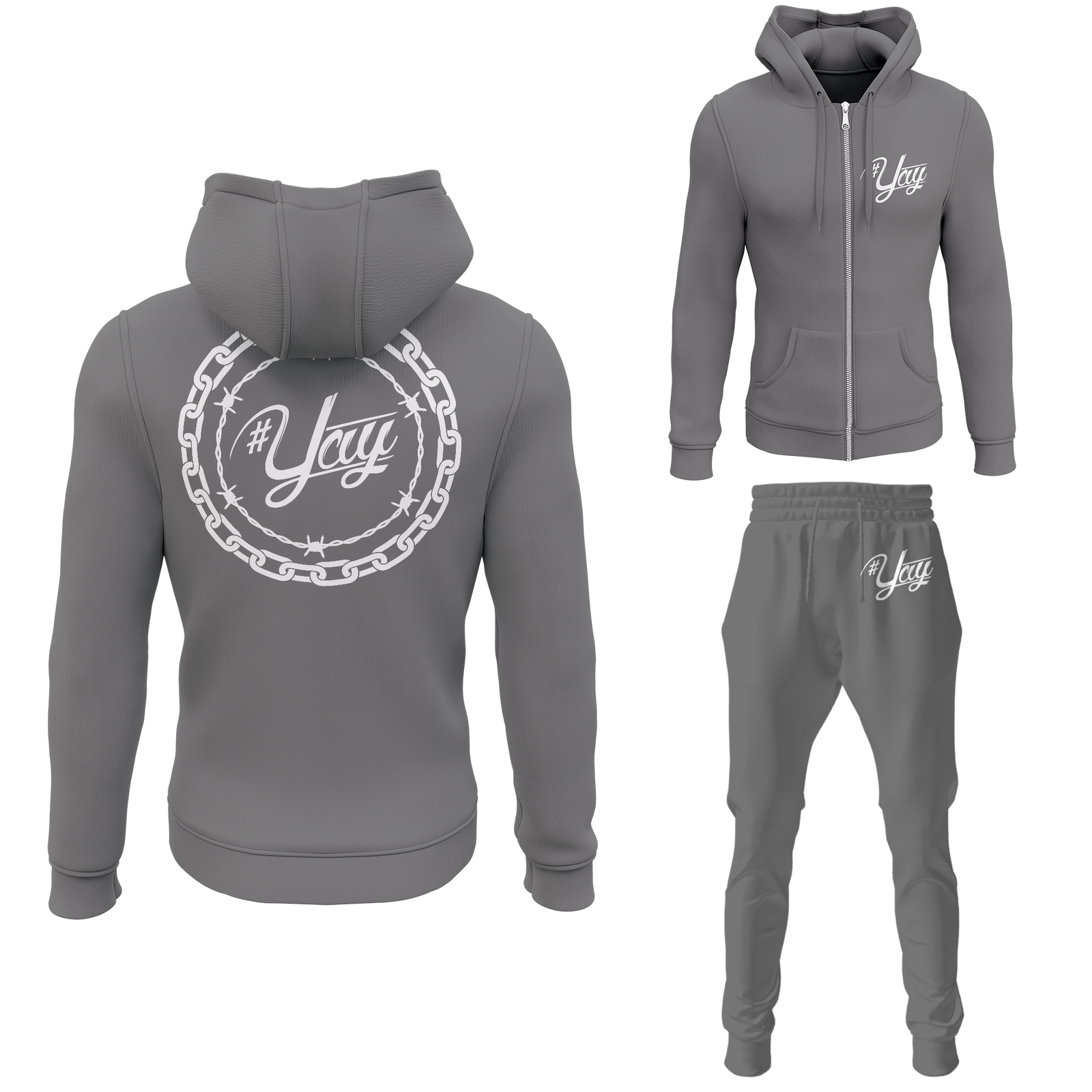 Chinx Men's Classic Chain and Barbed Yay Zipped Sweatsuits