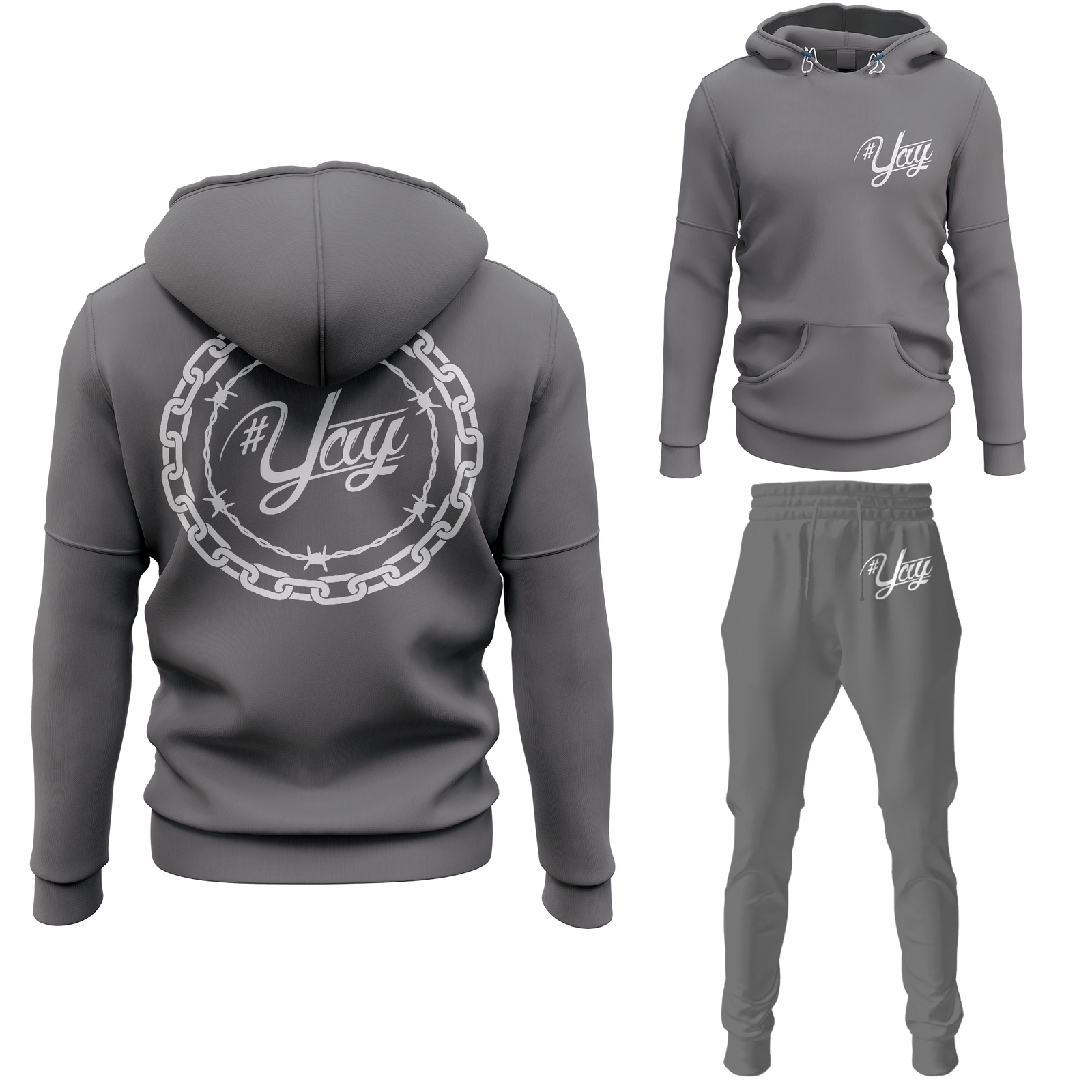 Chinx Men's Classic Chain and Barbed Yay Pullover Sweatsuits