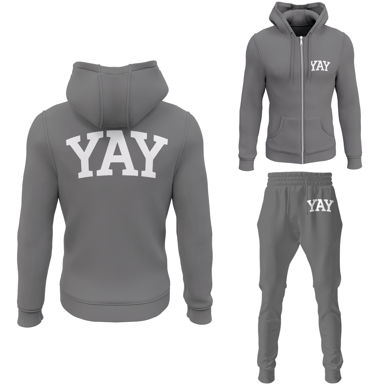 Gray Mens Yay Block Zipped Sweatsuits