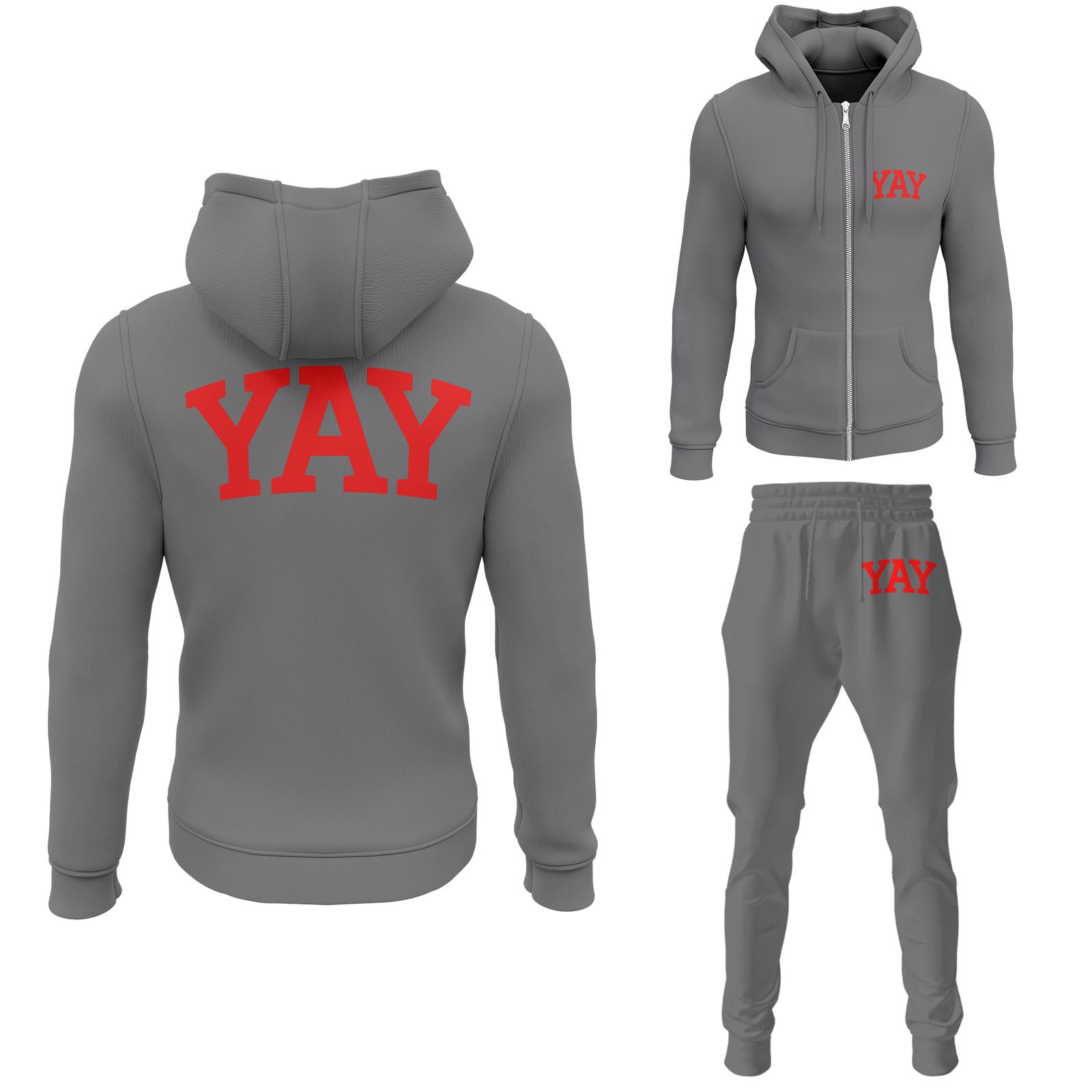Gray Mens Yay Block Zipped Sweatsuits