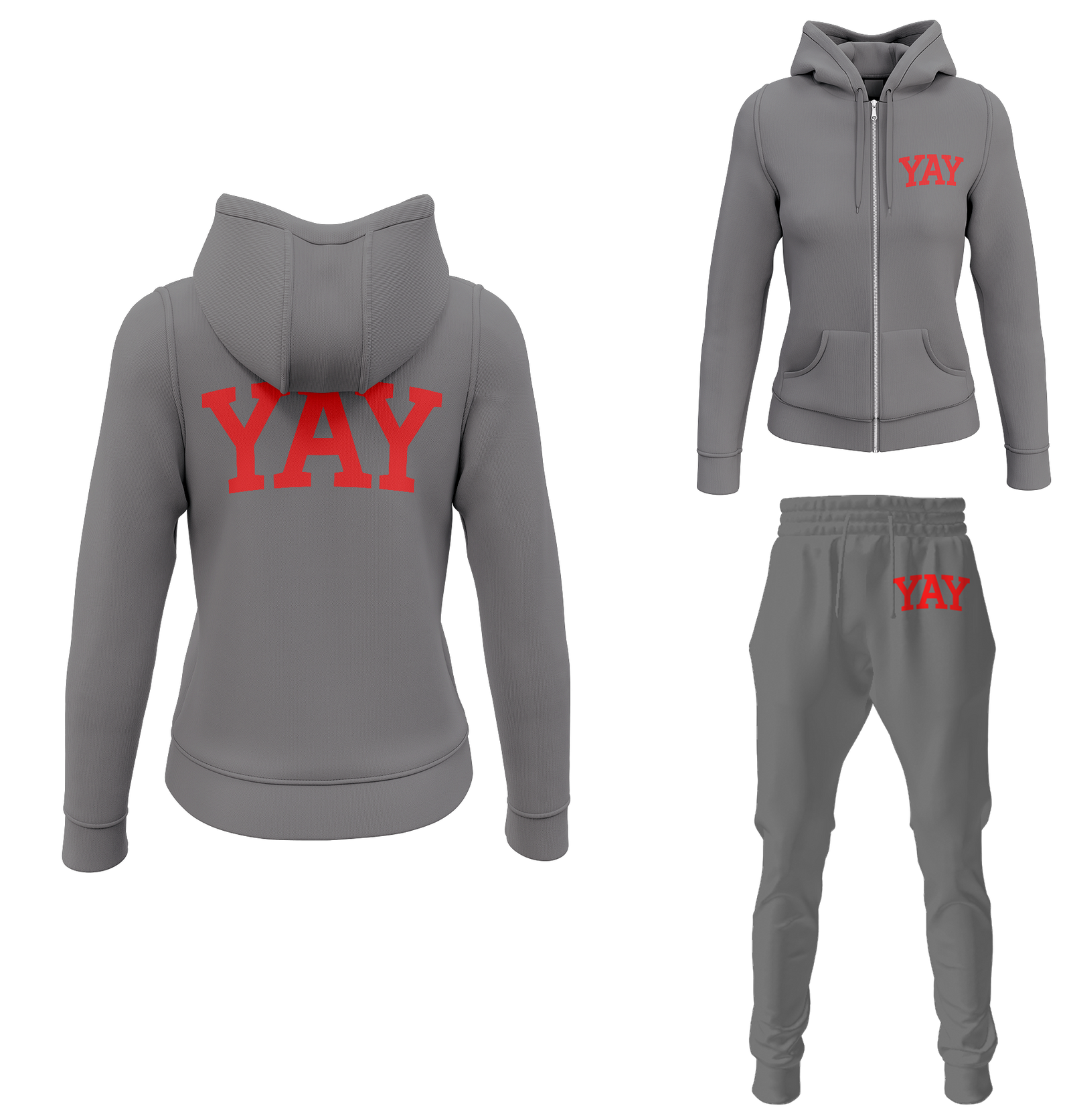 Gray Womens Yay Block Zipped Sweatsuits
