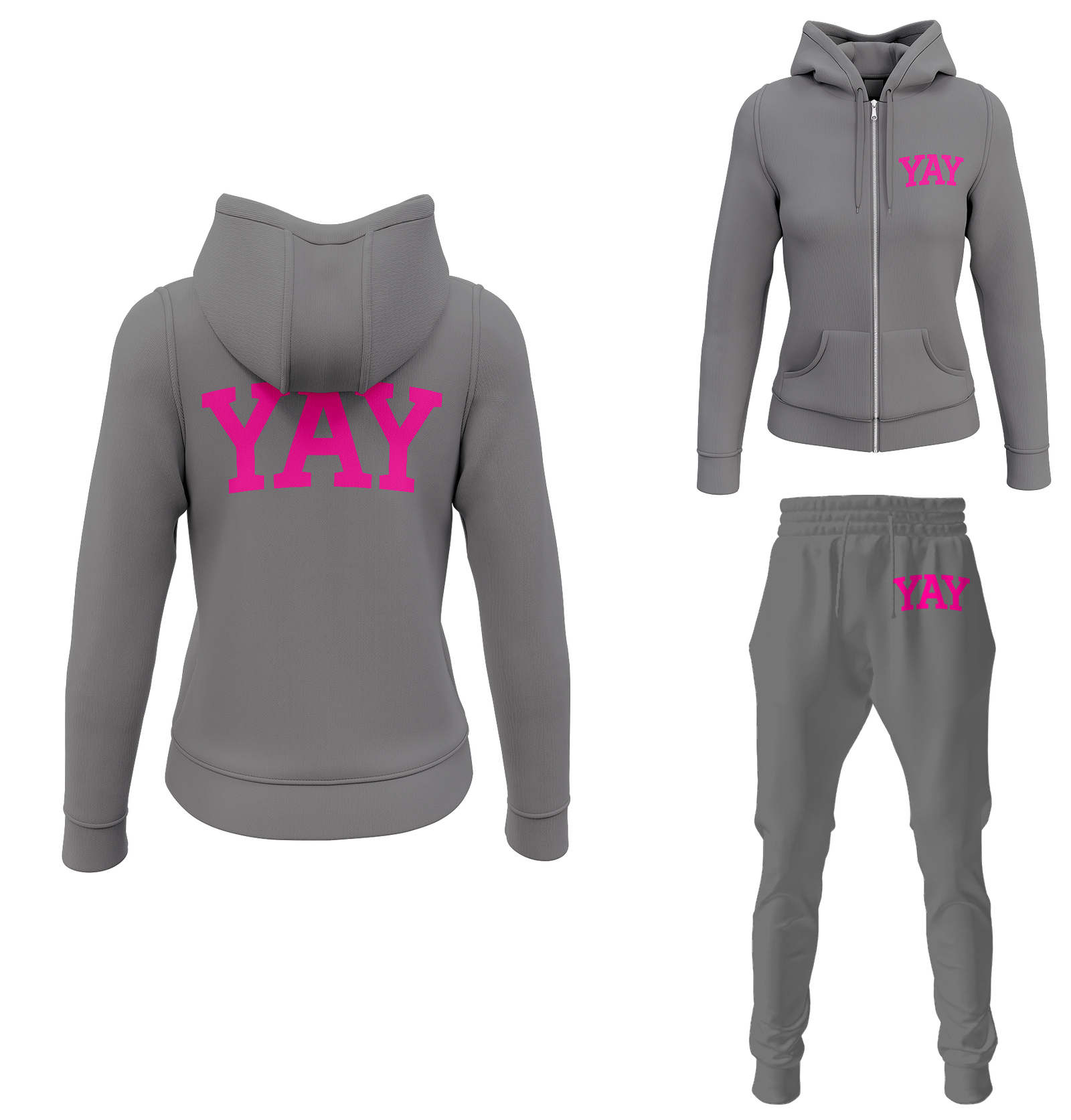 Gray Womens Yay Block Zipped Sweatsuits