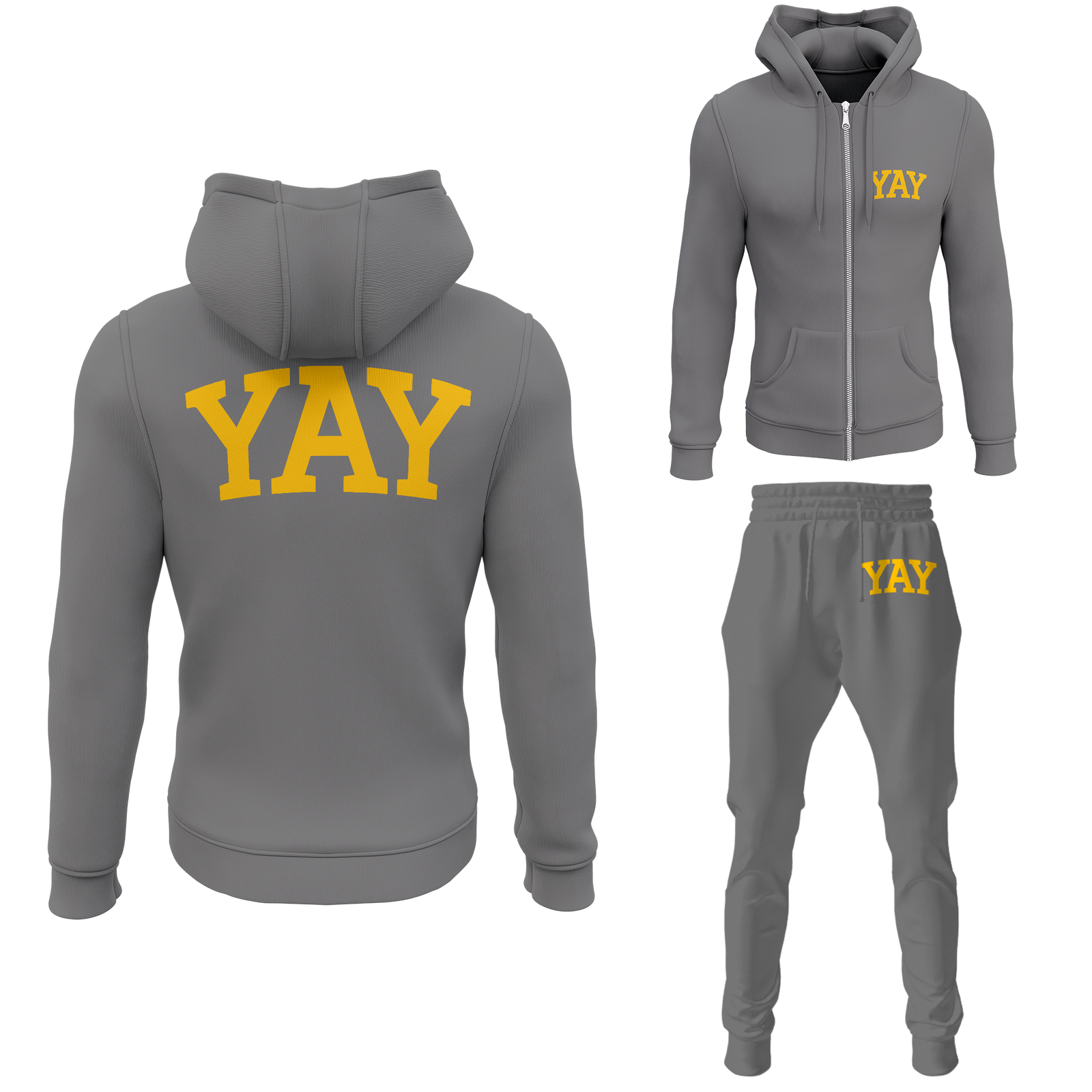 Gray Mens Yay Block Zipped Sweatsuits