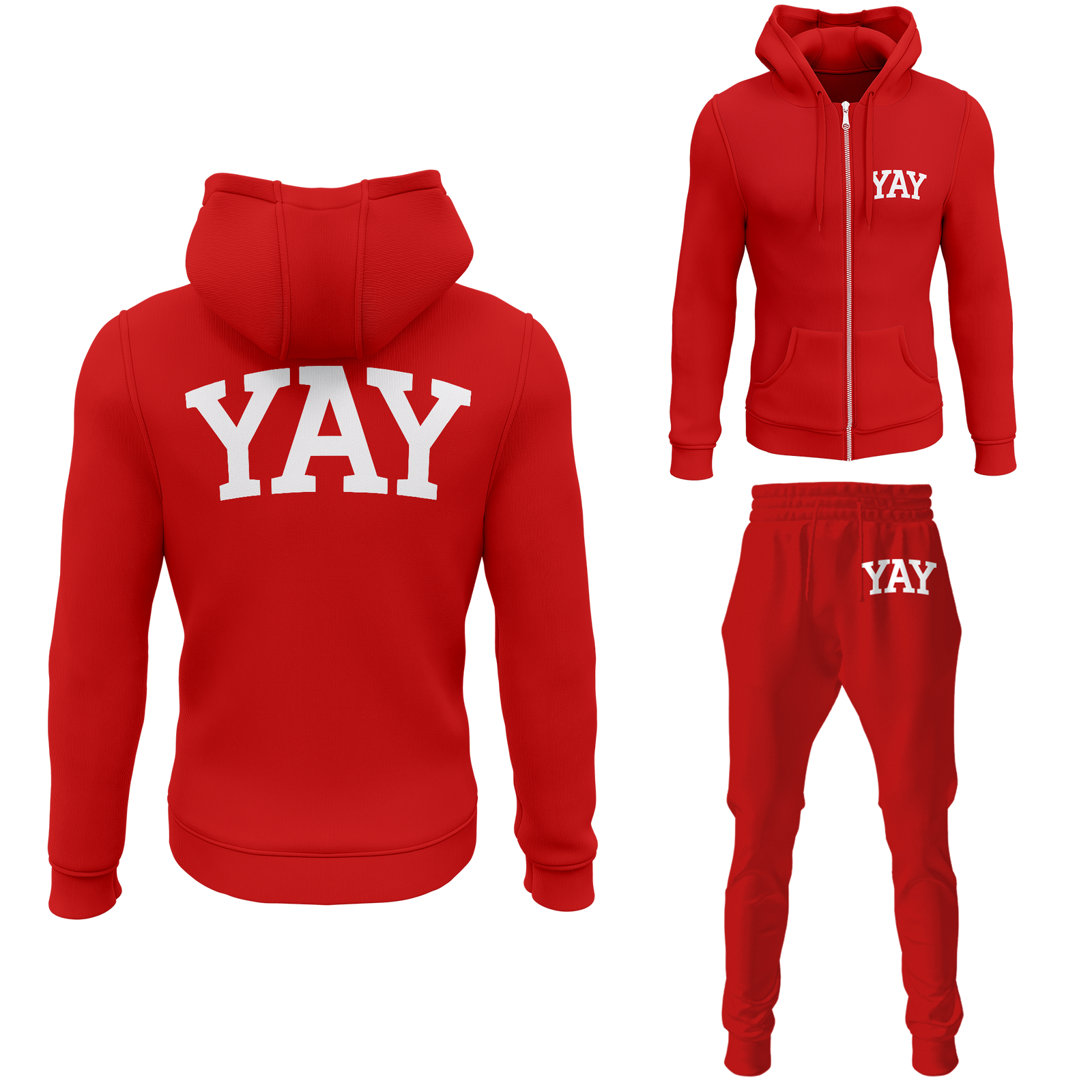 Chinx Red Mens Yay Block Zipped Sweatsuits