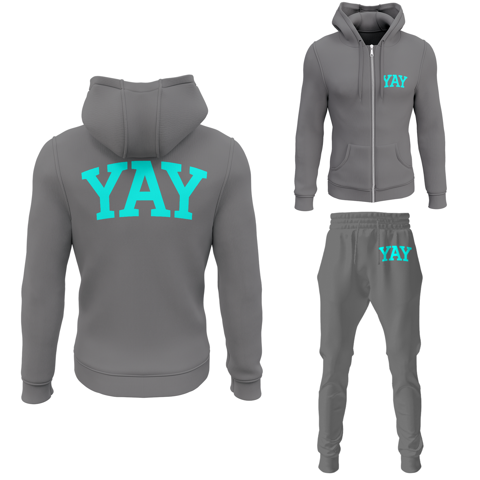 Gray Mens Yay Block Zipped Sweatsuits