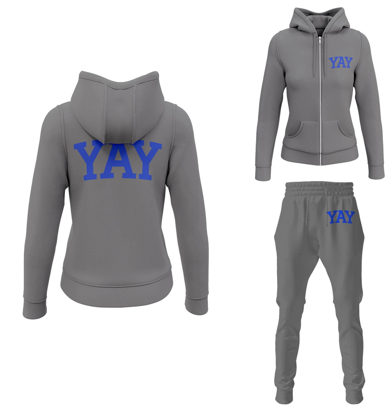 Gray Womens Yay Block Zipped Sweatsuits