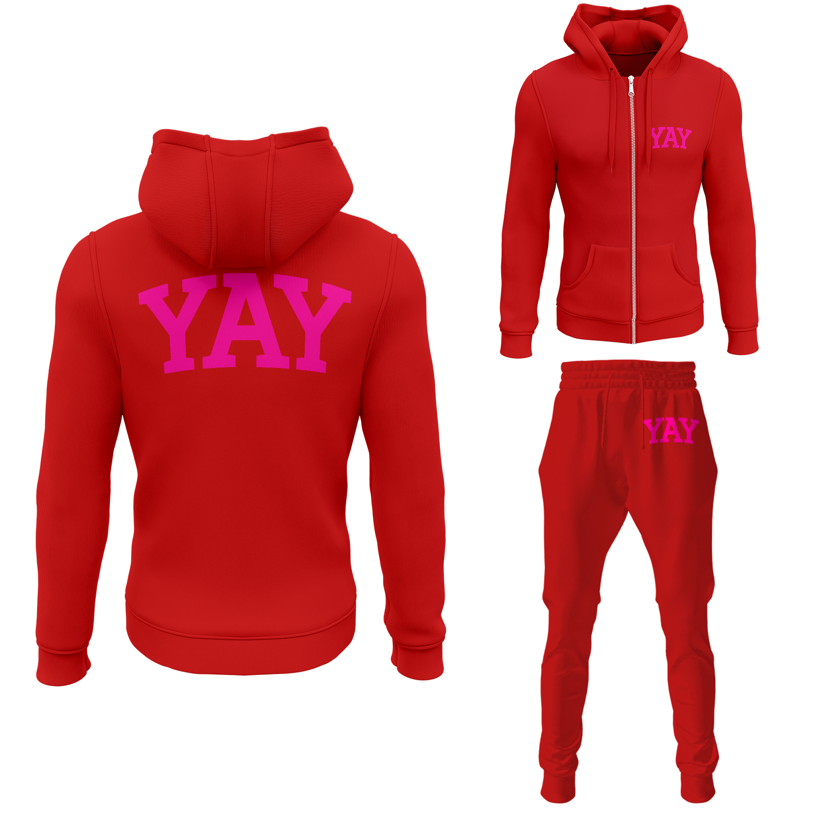 Chinx Red Mens Yay Block Zipped Sweatsuits