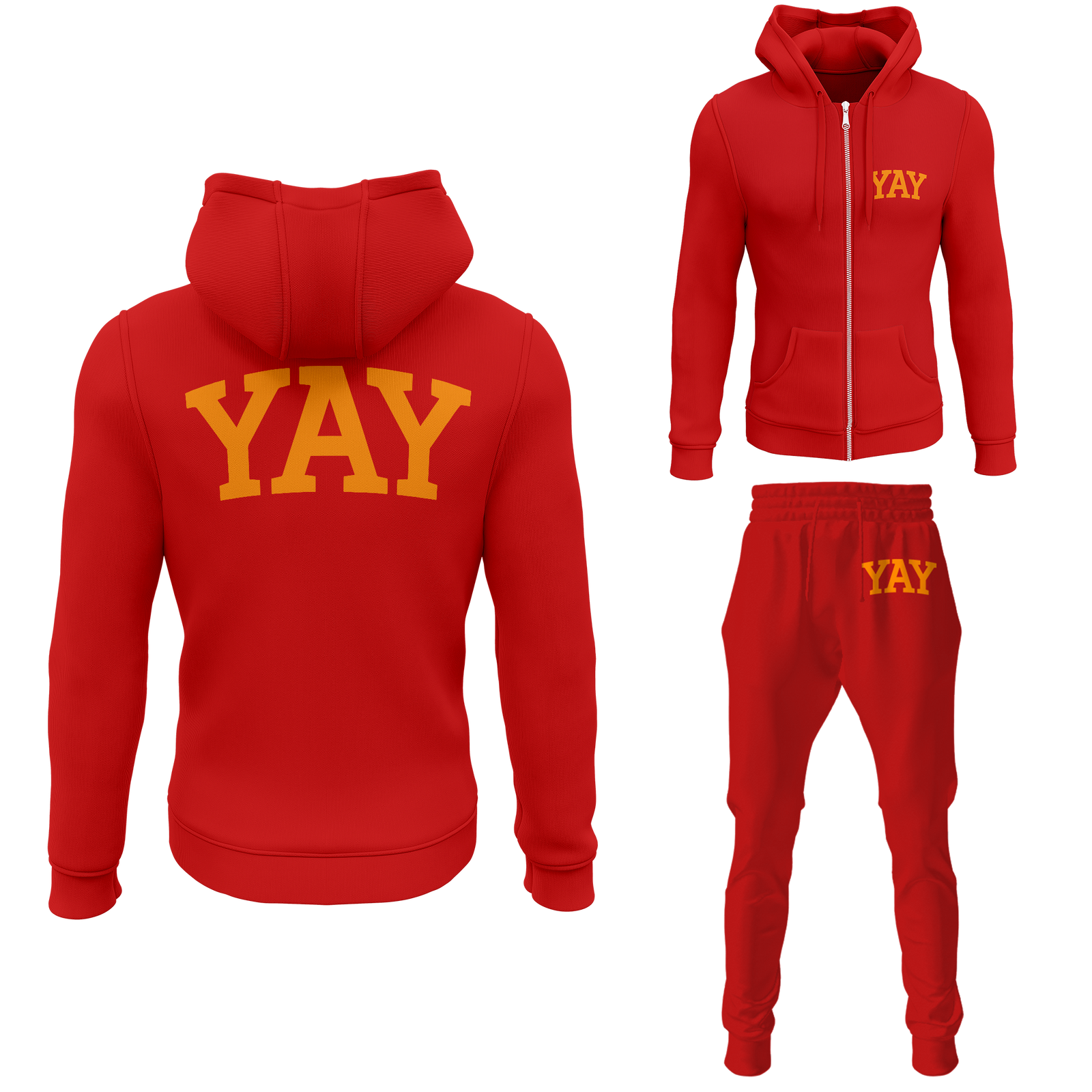 Chinx Red Mens Yay Block Zipped Sweatsuits