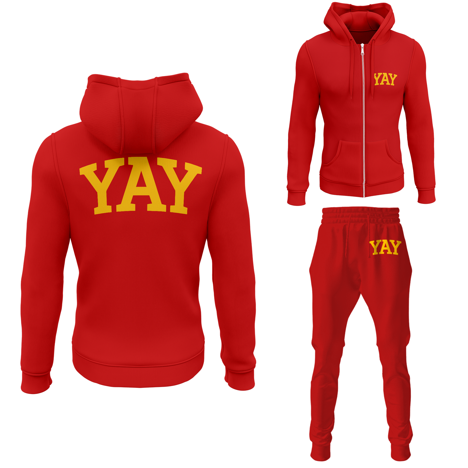 Chinx Red Mens Yay Block Zipped Sweatsuits
