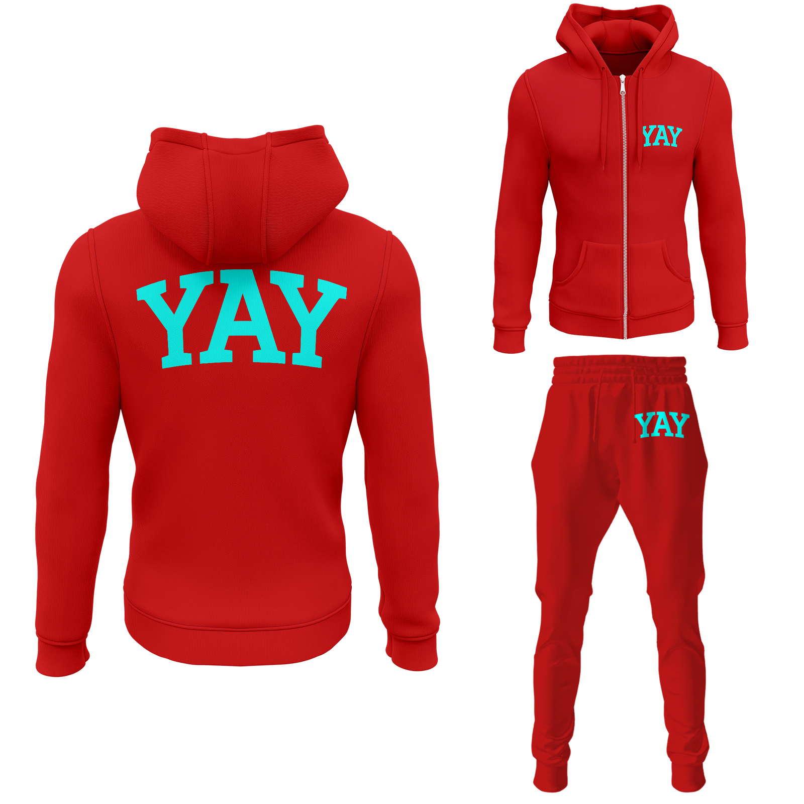 Chinx Red Mens Yay Block Zipped Sweatsuits