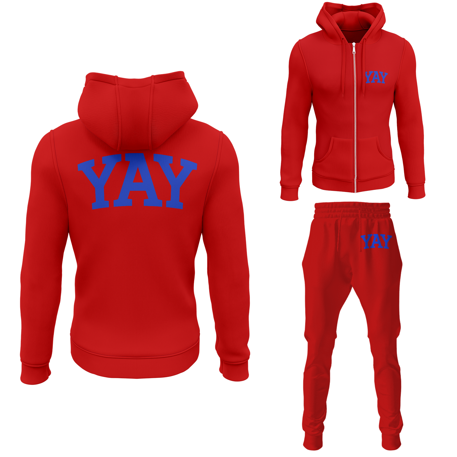Chinx Red Mens Yay Block Zipped Sweatsuits