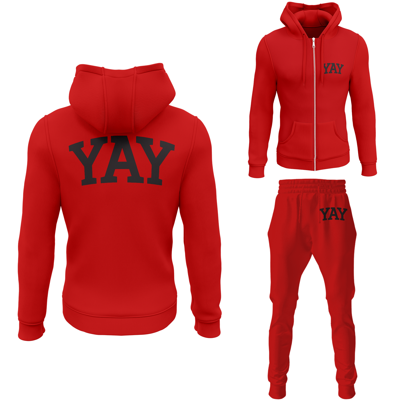 Chinx Red Mens Yay Block Zipped Sweatsuits