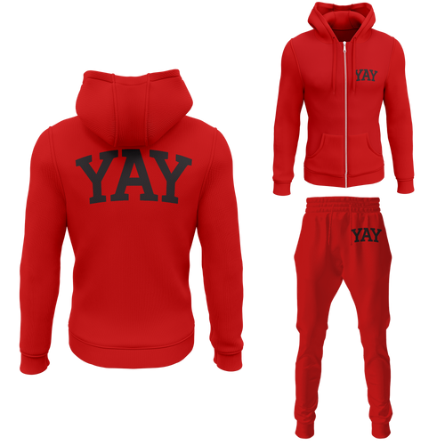 Chinx Red Mens Yay Block Zipped Sweatsuits
